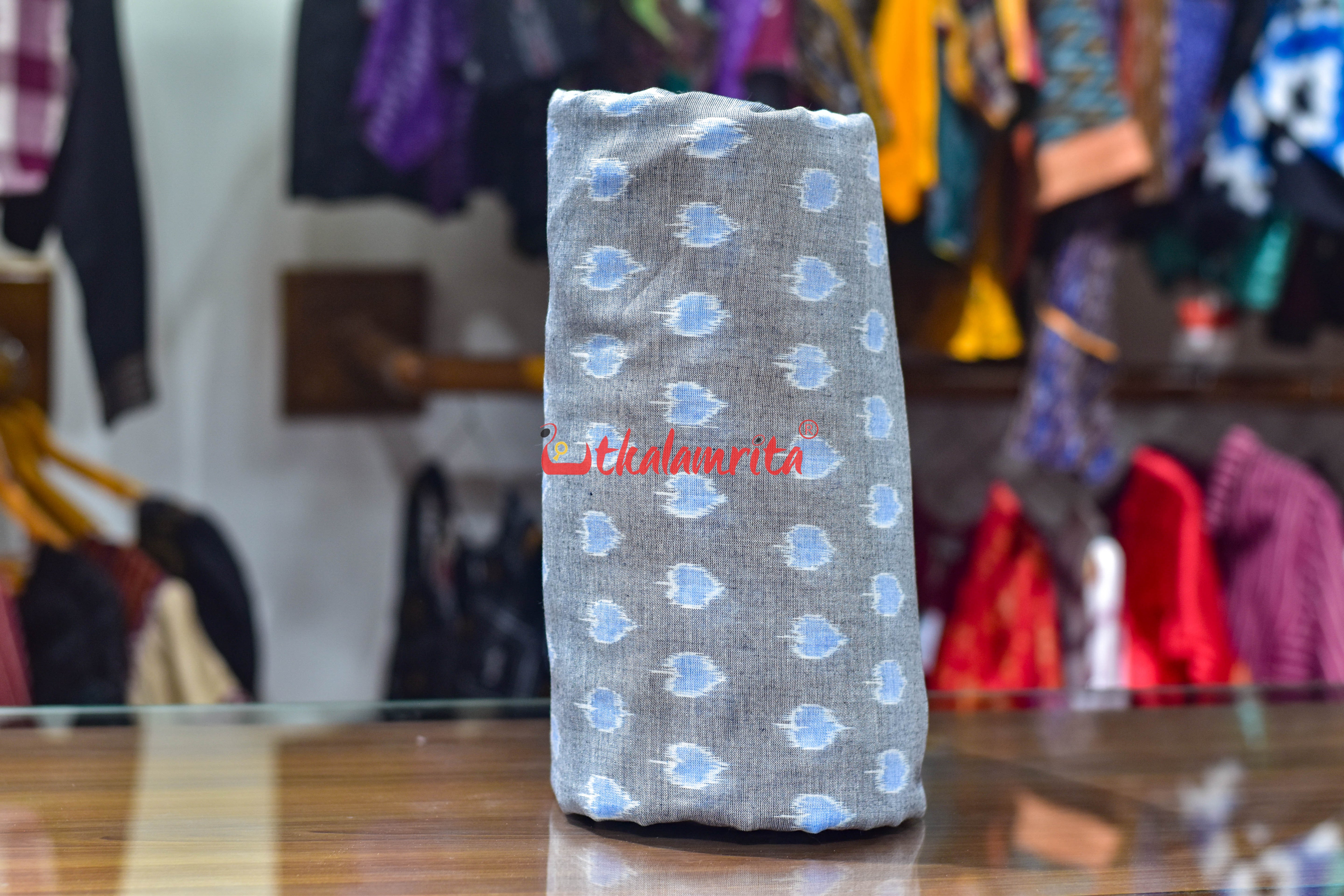 Panapatra Sky Grey Ikat Cotton (Fabric)