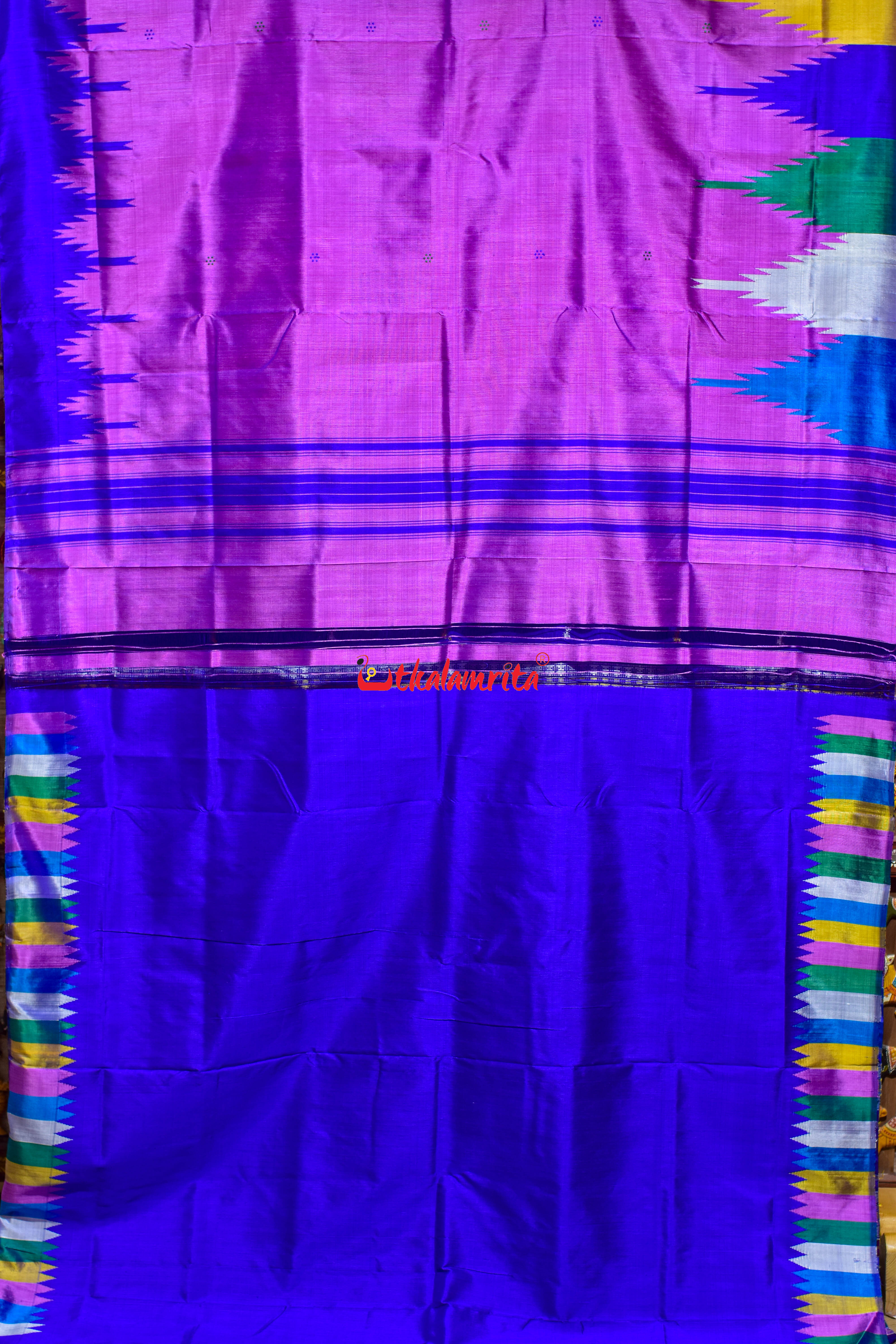 Subtle Violet Double Anchal Berhampuri Silk Saree
