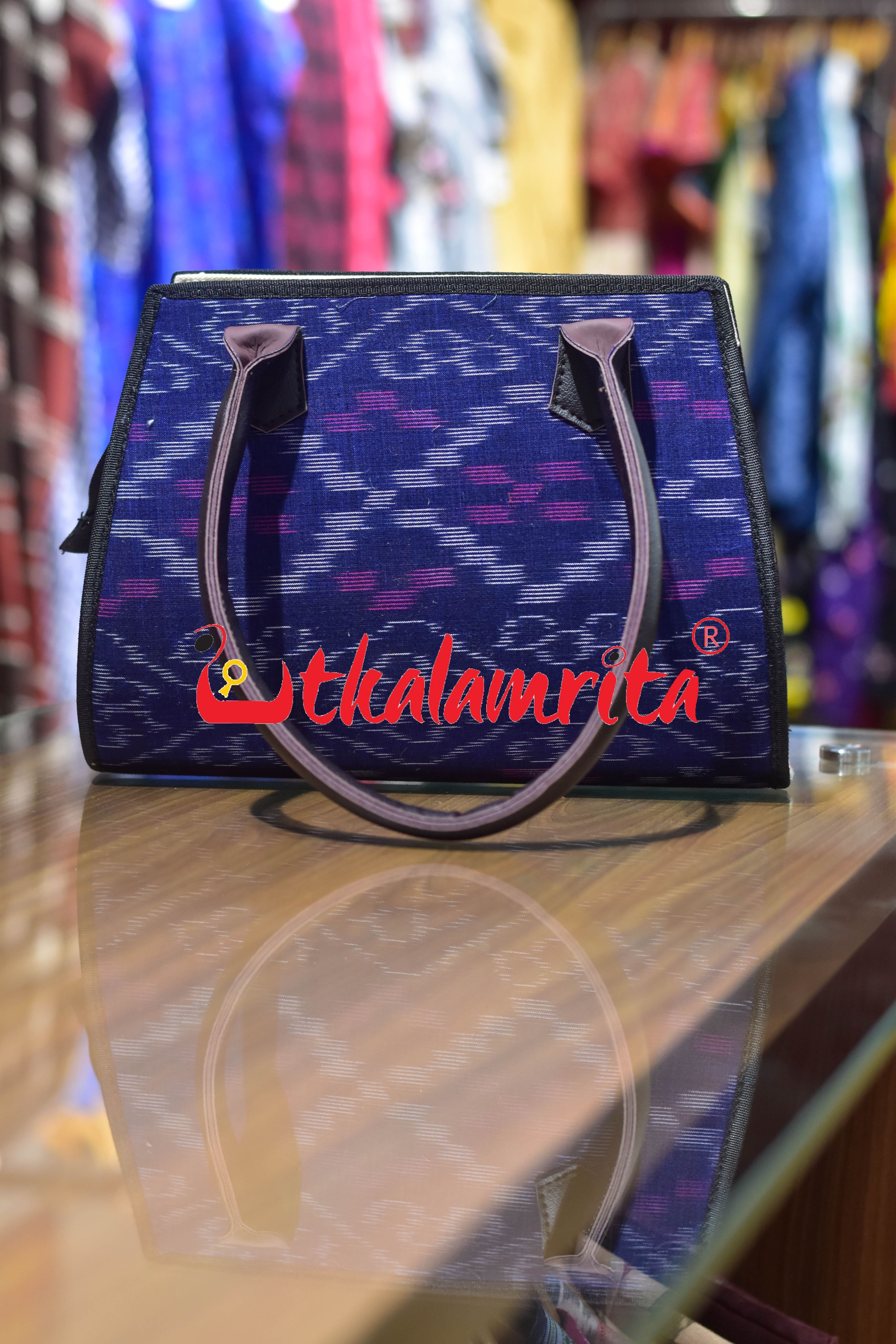 Blue Tetris Trapezium Vanity Bag