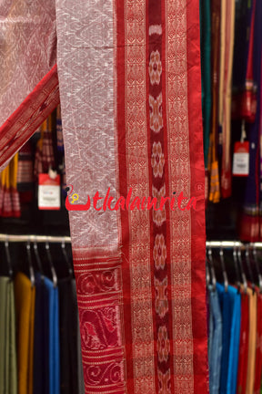 Pink Red Sambalpuri Fish Border (Dupatta)