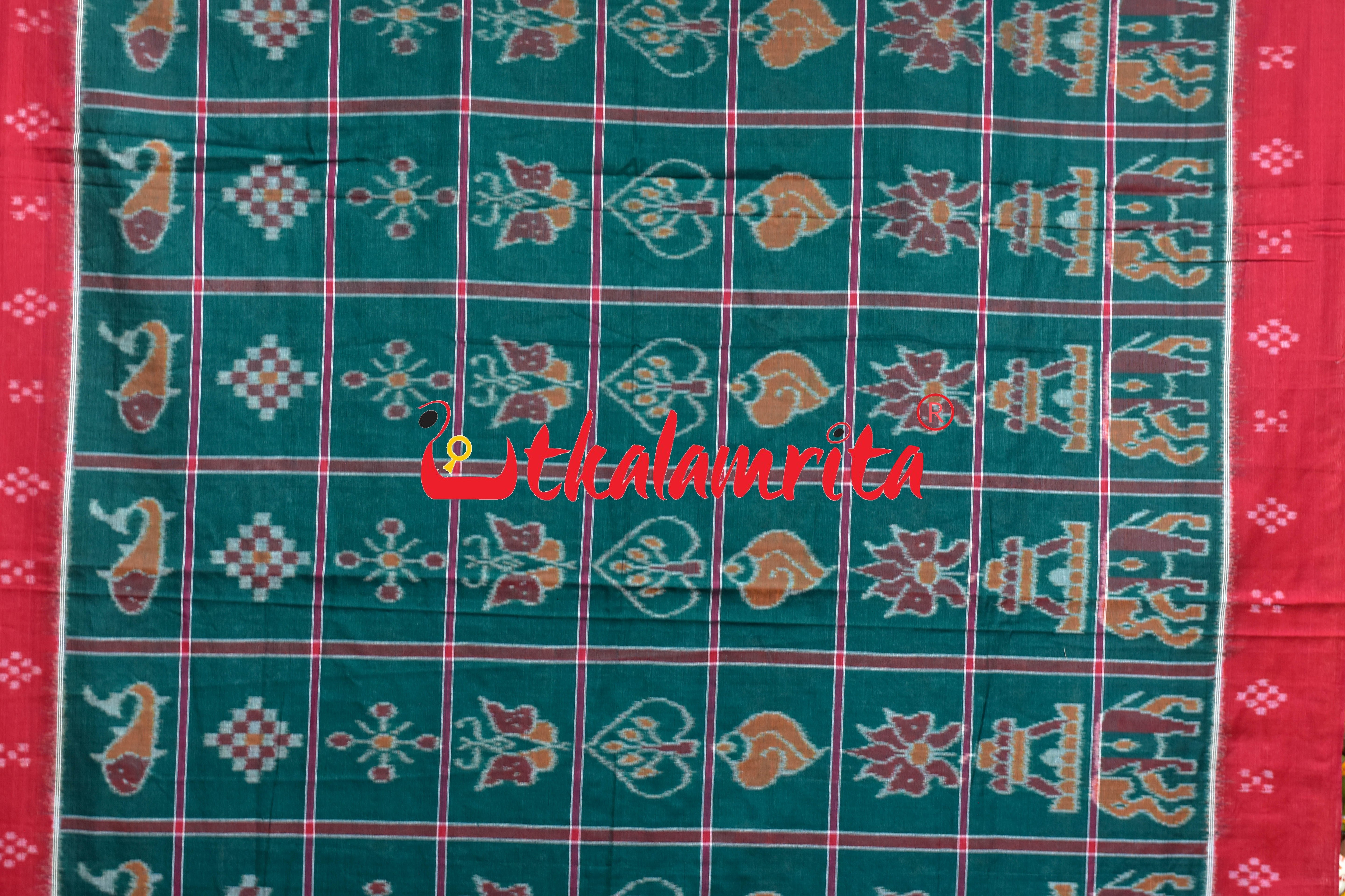 Green Red Pasapali Border Nabakothi Cotton Saree