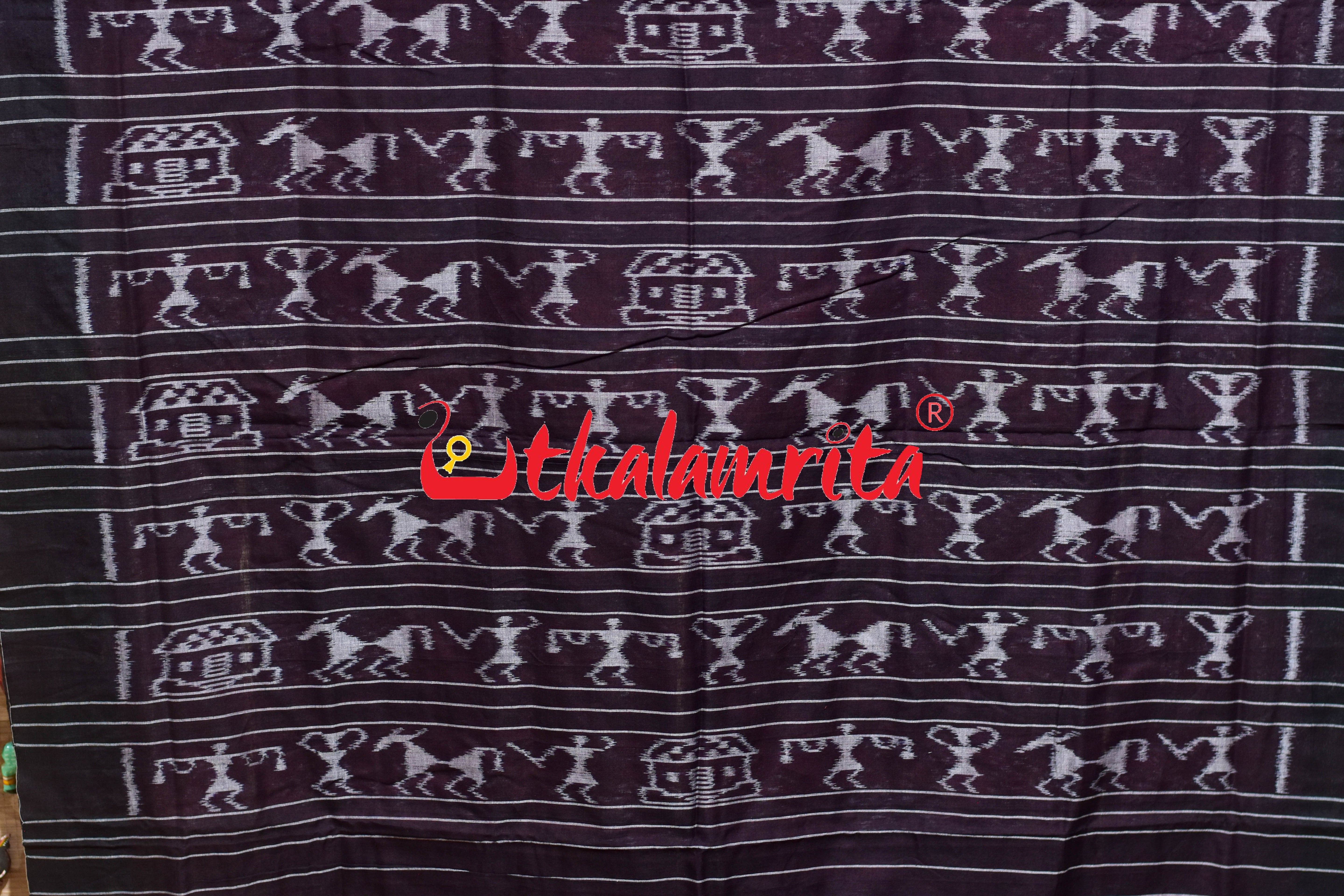 Red Black Chitta Tribals Khandua Cotton Saree