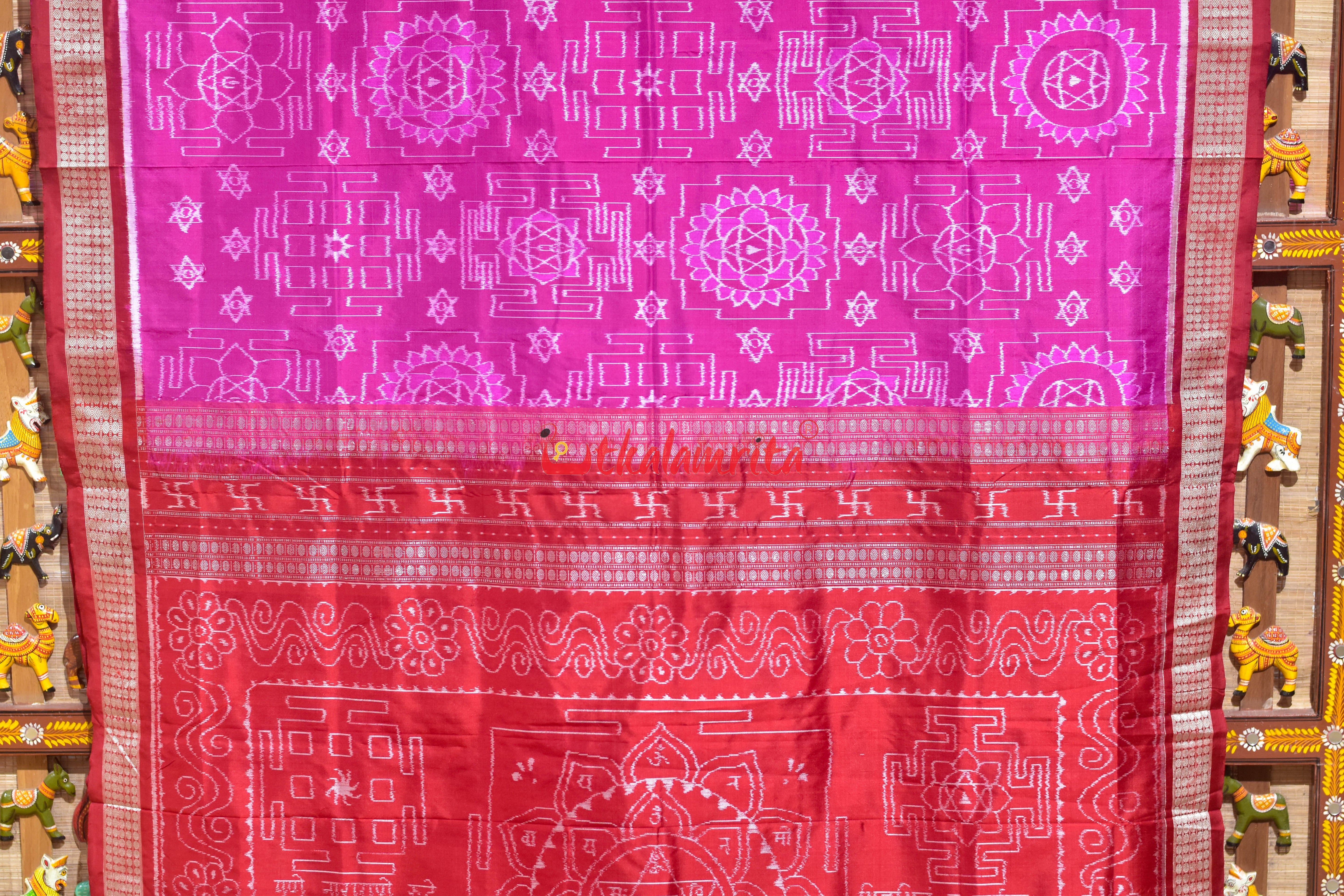 Pink Red Shree Jantra Sambalpuri Silk Saree