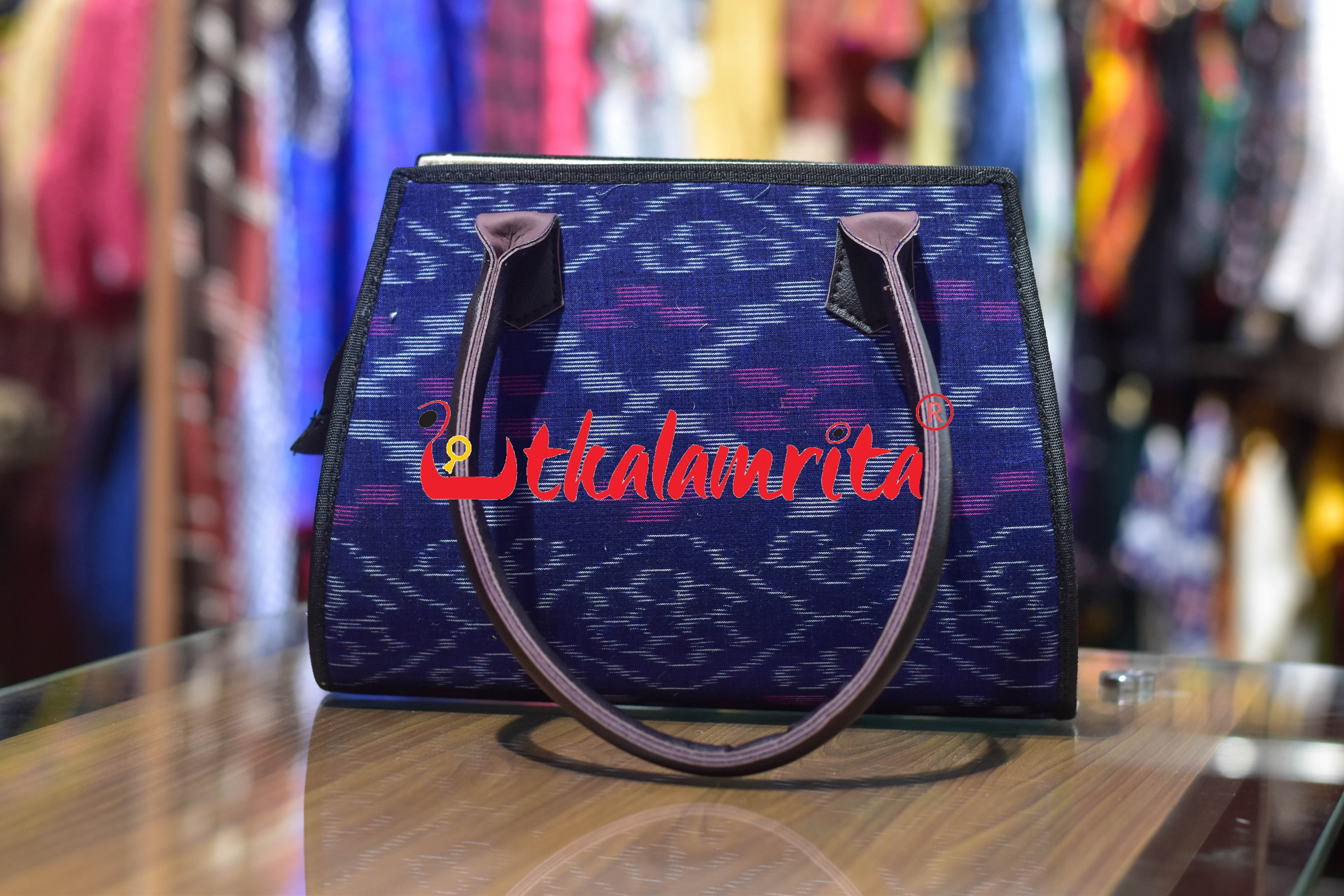 Blue Tetris Trapezium Vanity Bag