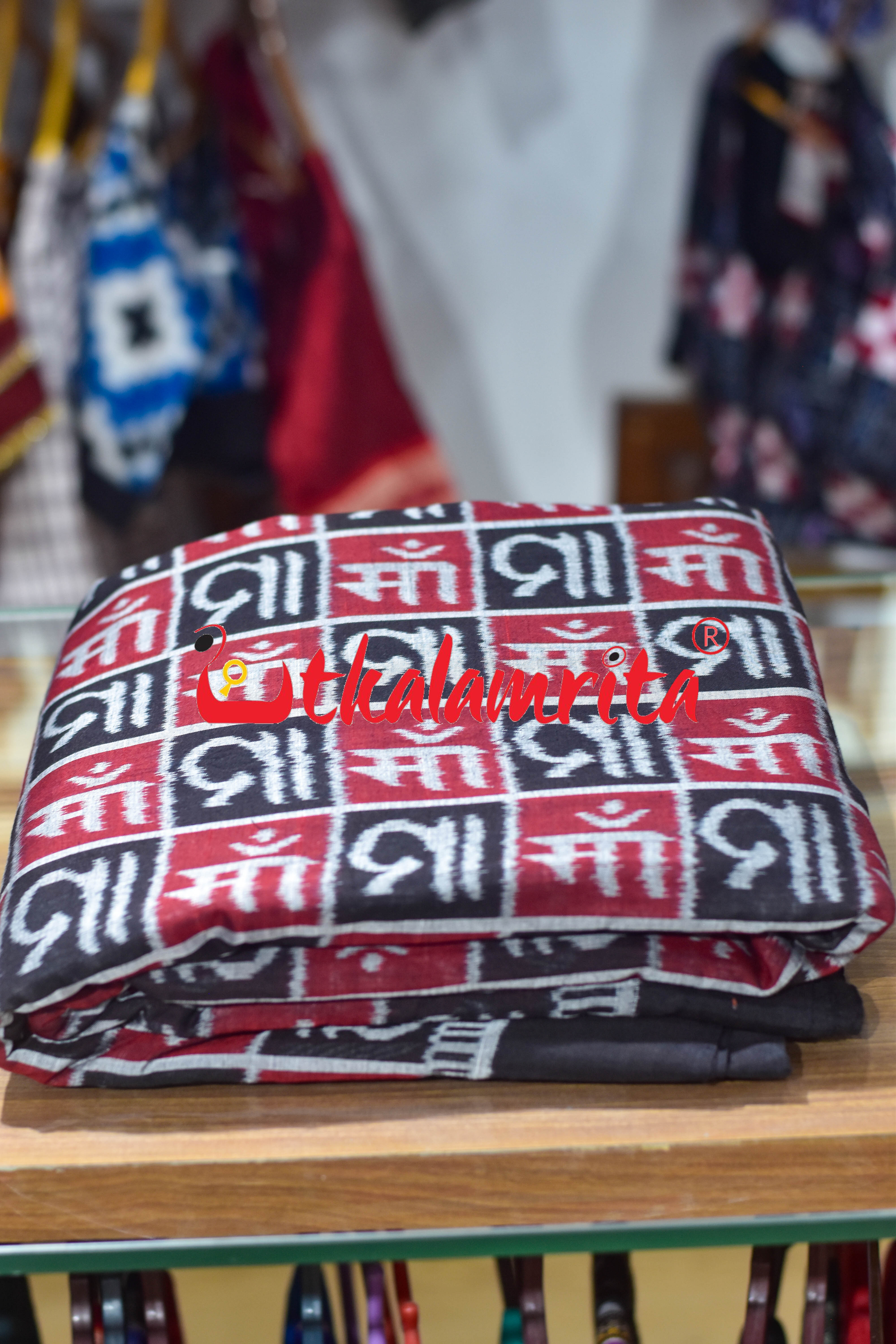 Black Silver Maa Sambalpuri Cotton (Fabric)
