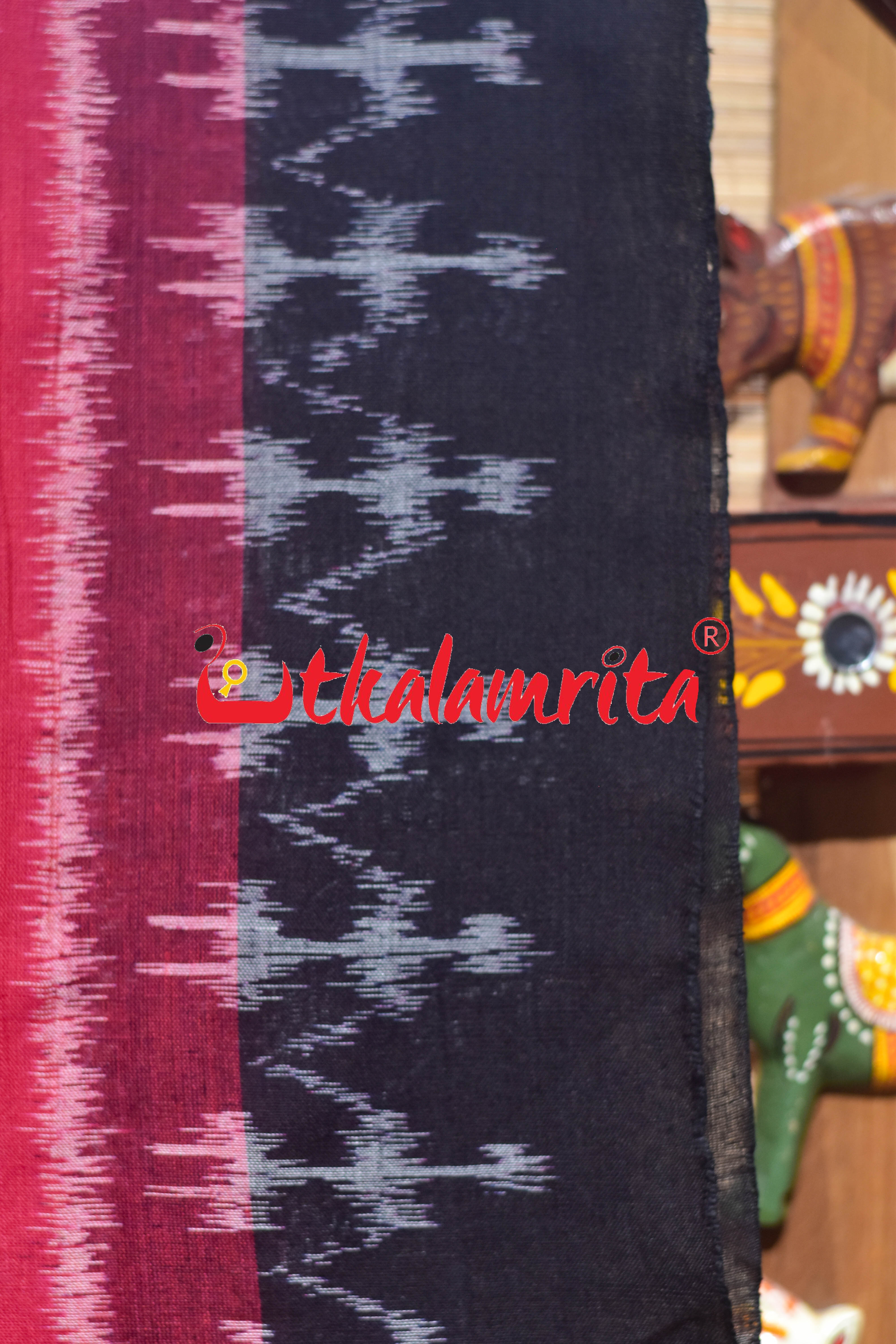 Red Black Chitta Tribals Khandua Cotton Saree