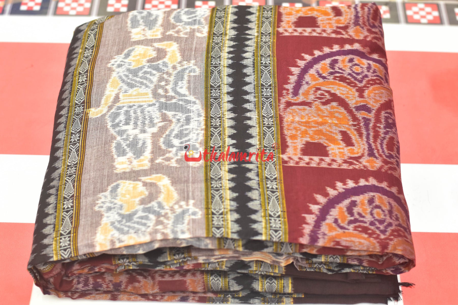 Maroon Nartaki Sambalpuri Cotton (Fabric)