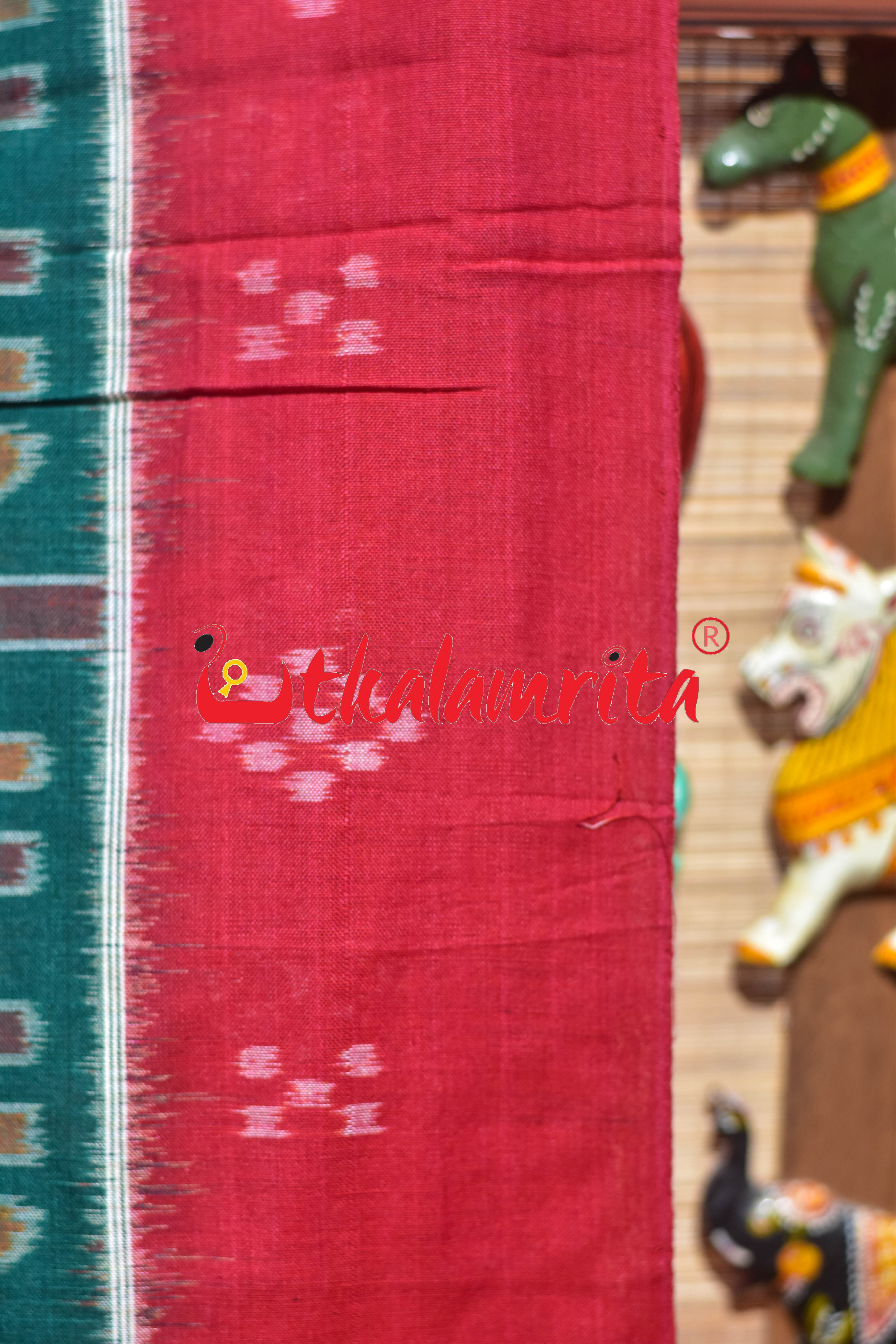 Green Red Pasapali Border Nabakothi Cotton Saree