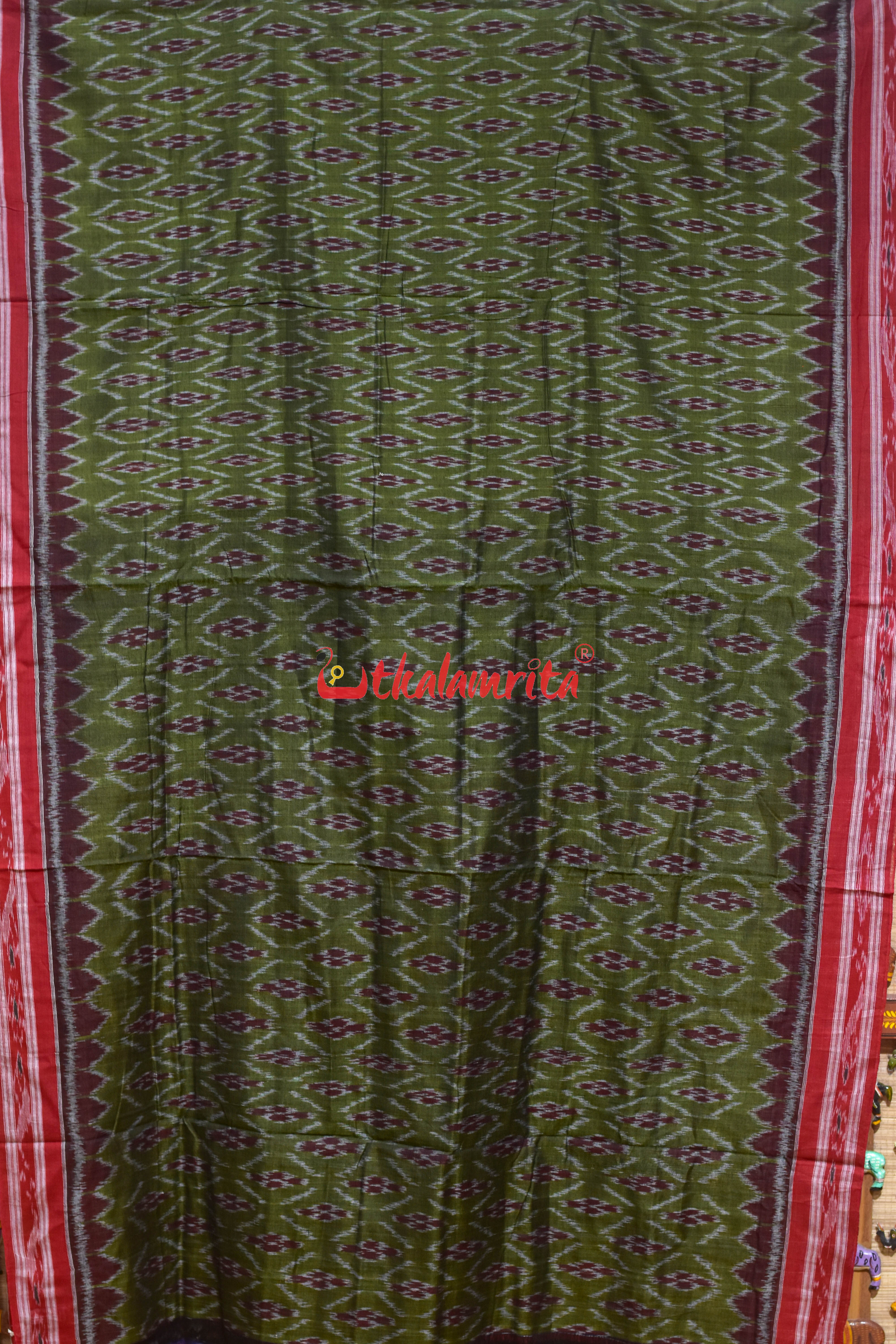 Mehendi Green Kothi Pasapali Khandua Cotton Saree
