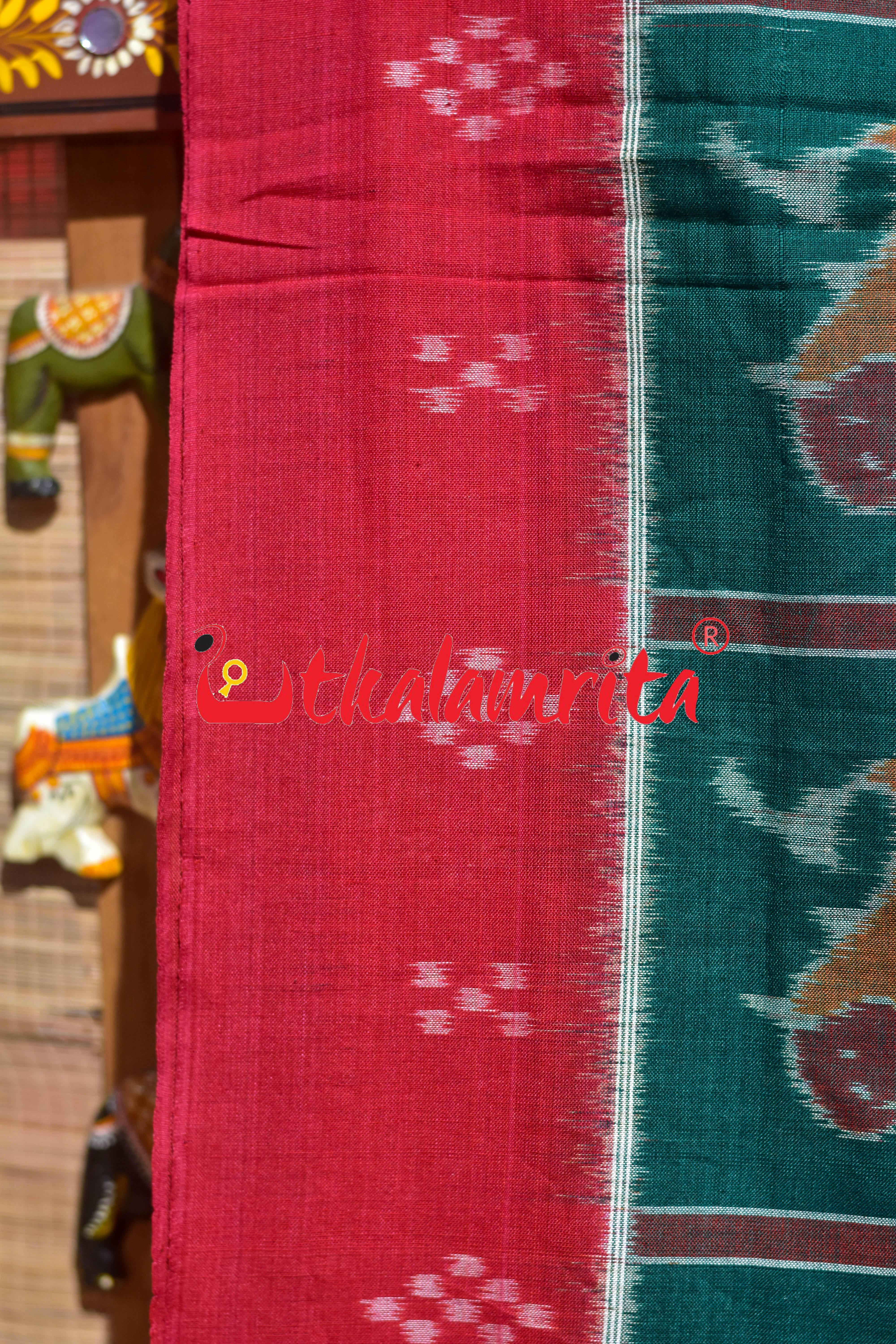 Green Red Pasapali Border Nabakothi Cotton Saree