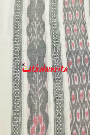 Grey and Red Bandha on White (Fabric)