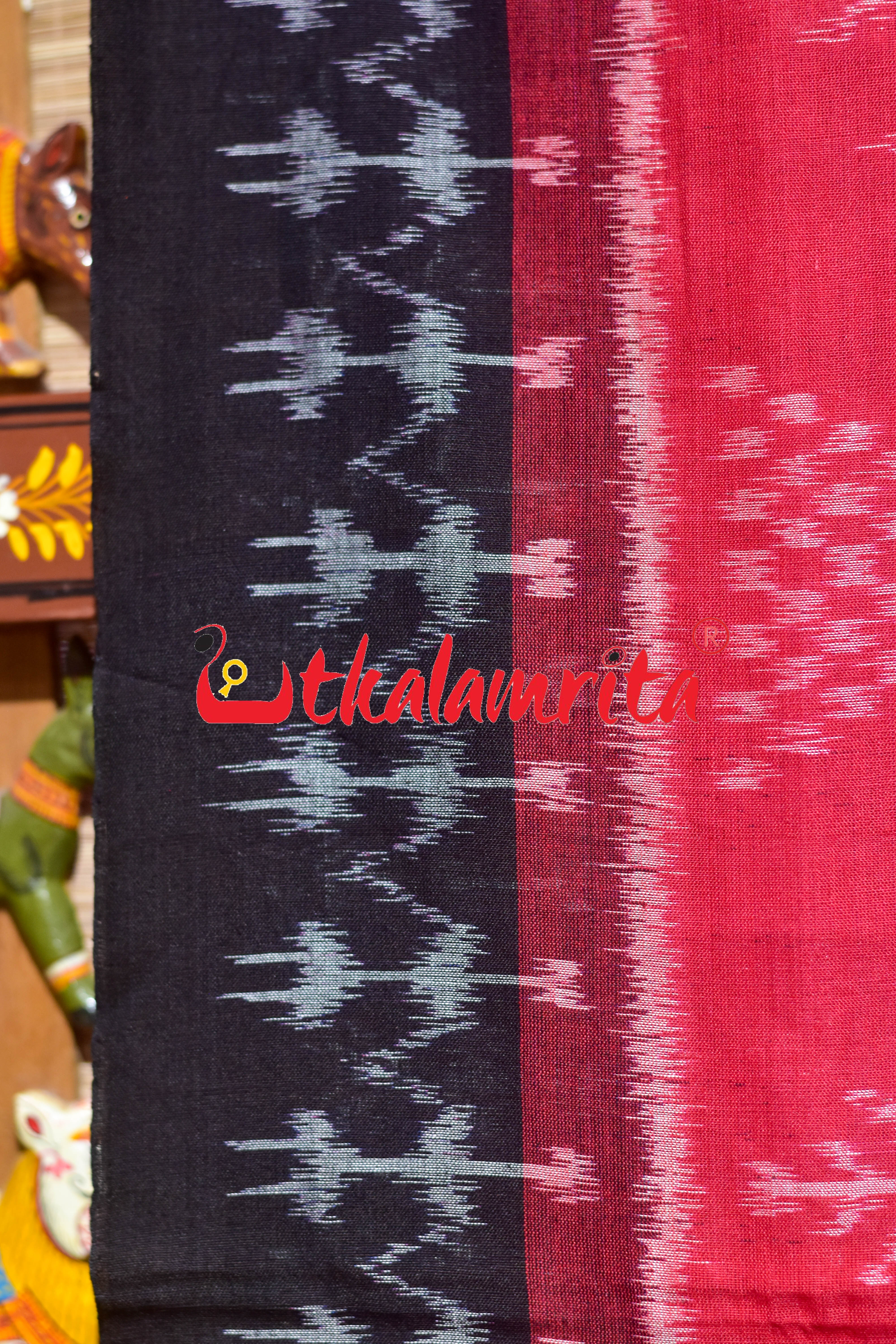 Red Black Chitta Tribals Khandua Cotton Saree