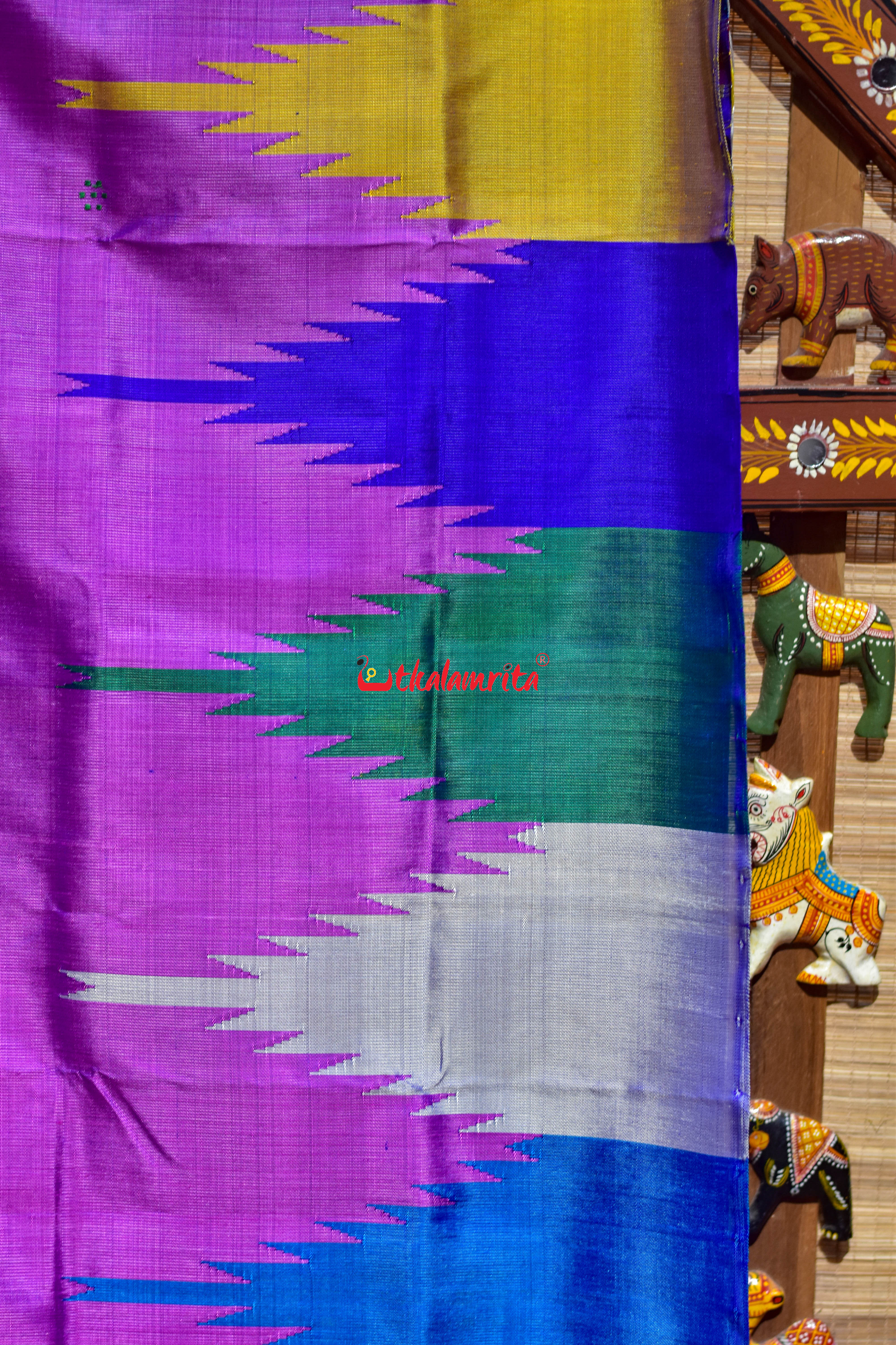 Subtle Violet Double Anchal Berhampuri Silk Saree