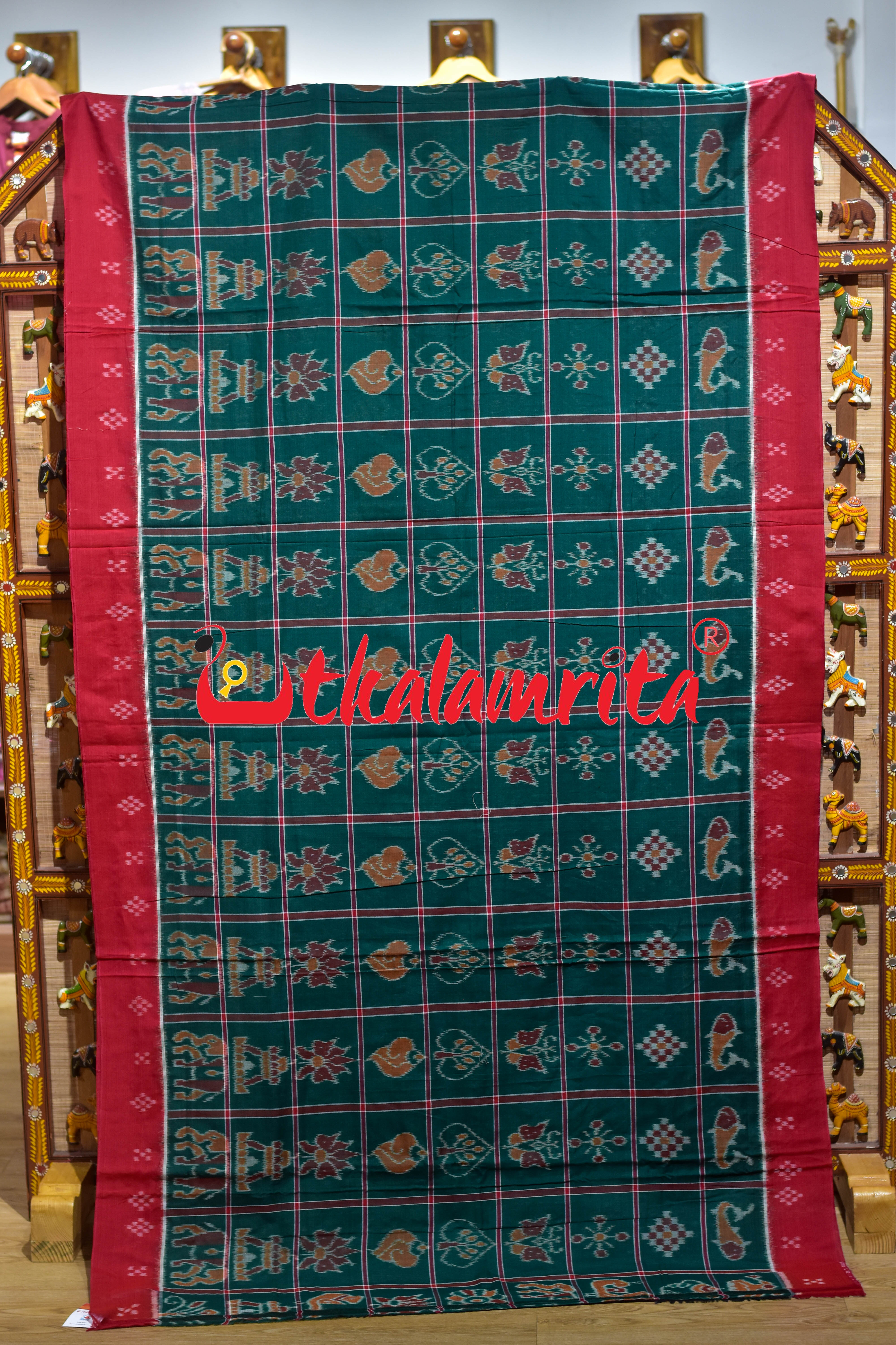 Green Red Pasapali Border Nabakothi Cotton Saree
