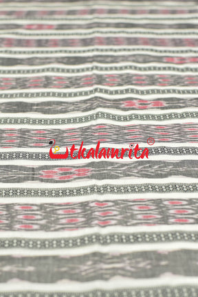 Grey and Red Bandha on White (Fabric)