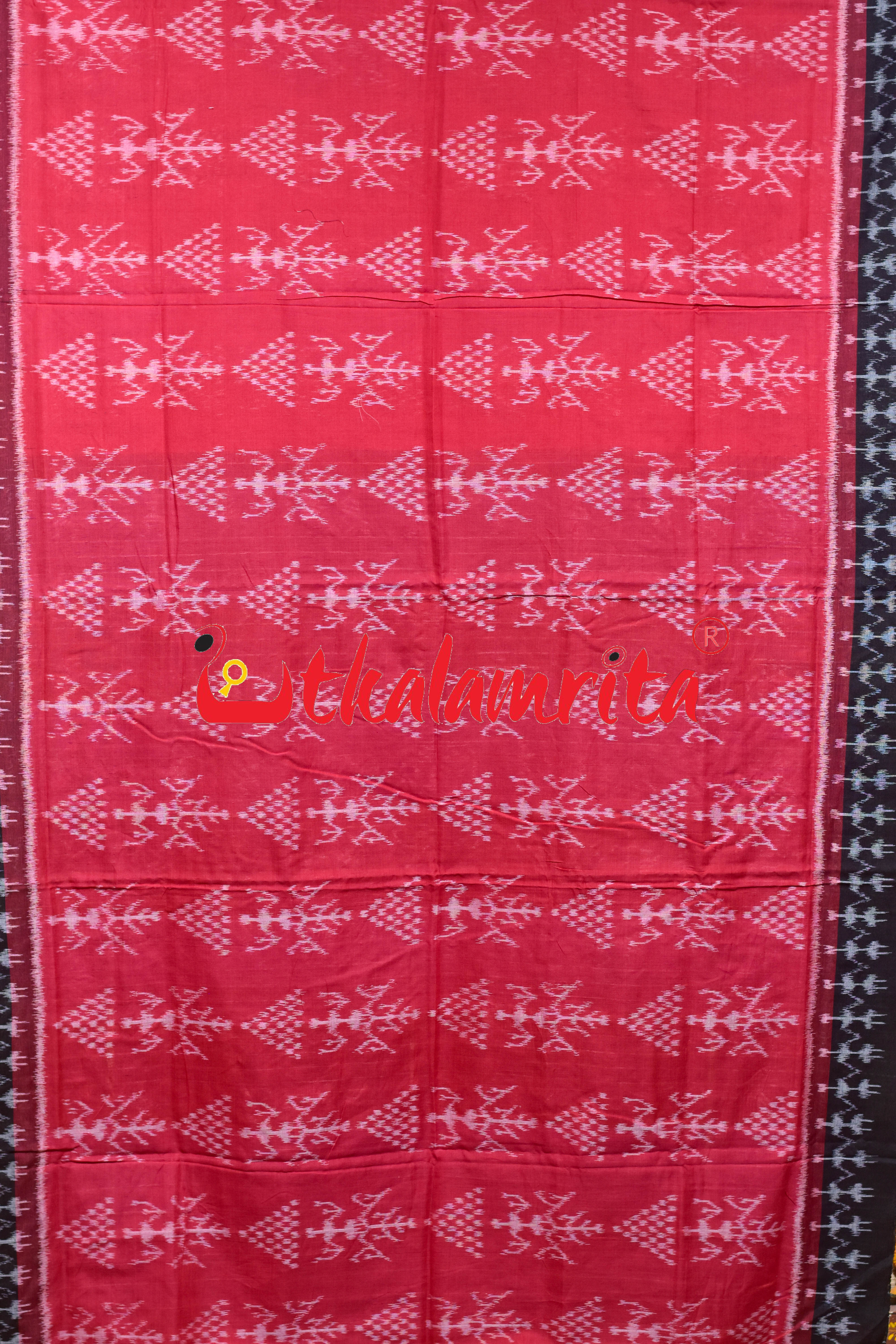 Red Black Chitta Tribals Khandua Cotton Saree