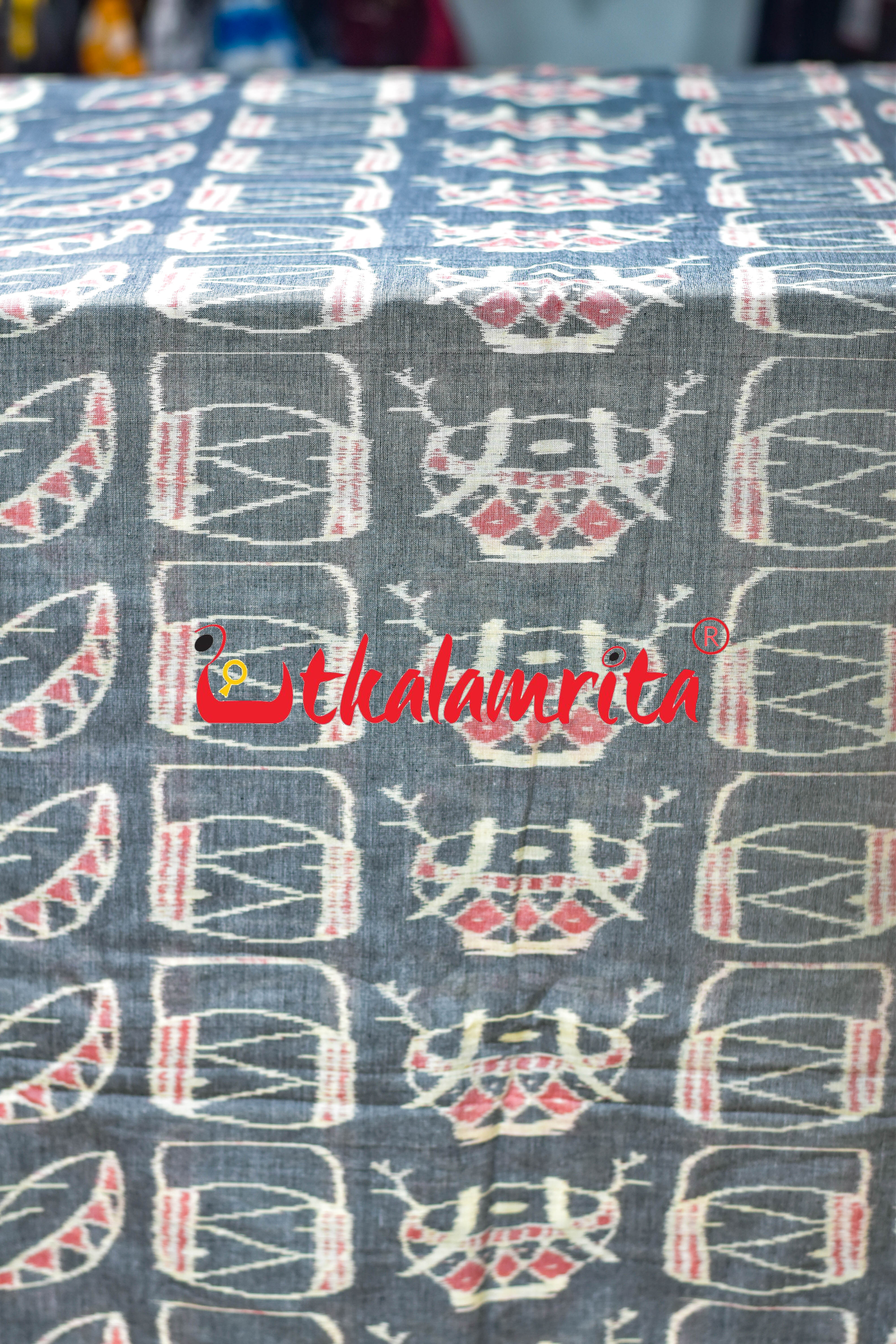 Musical Instruments Grey Black Sambalpuri Cotton (Fabric)