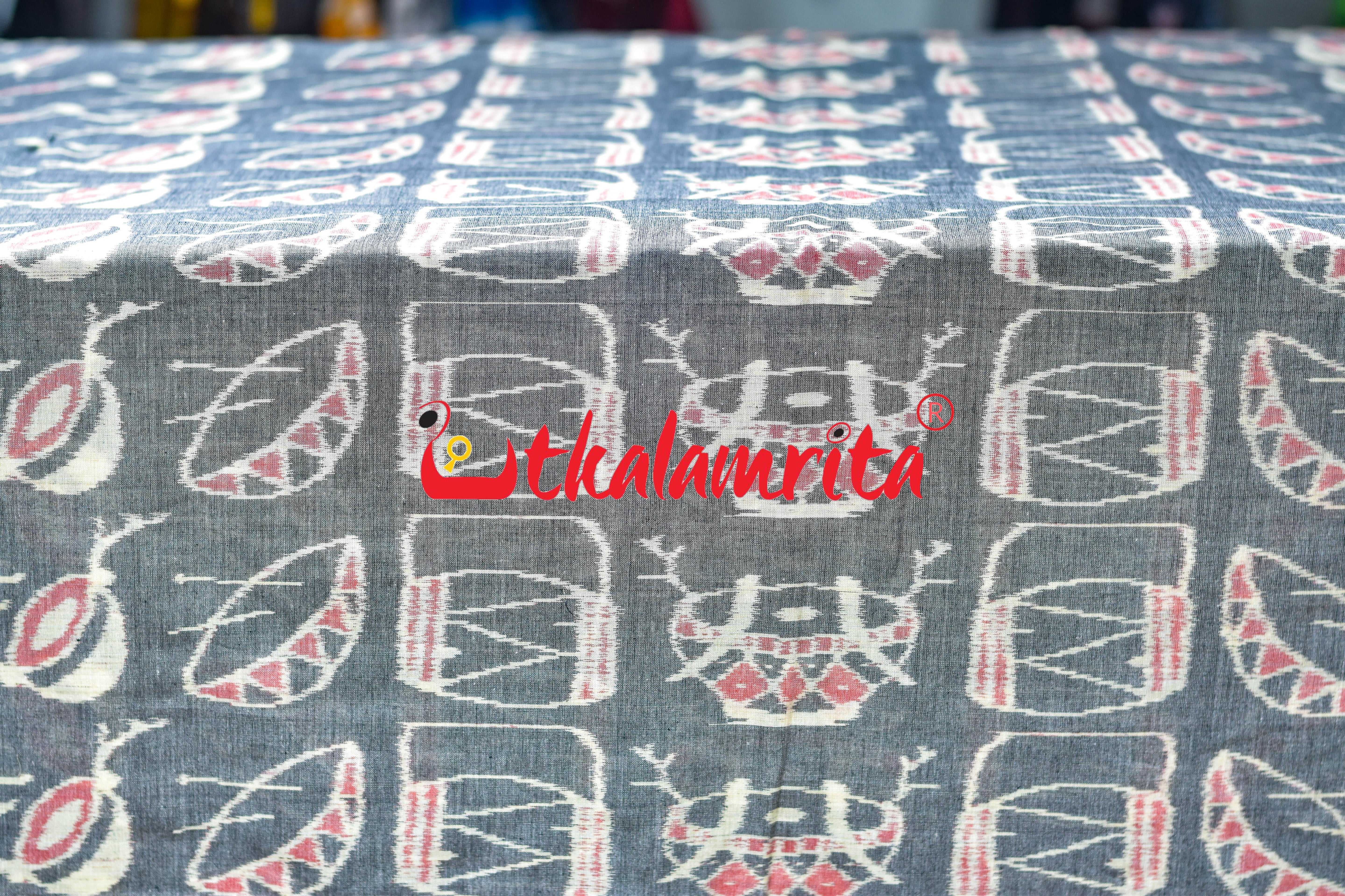 Musical Instruments Grey Black Sambalpuri Cotton (Fabric)