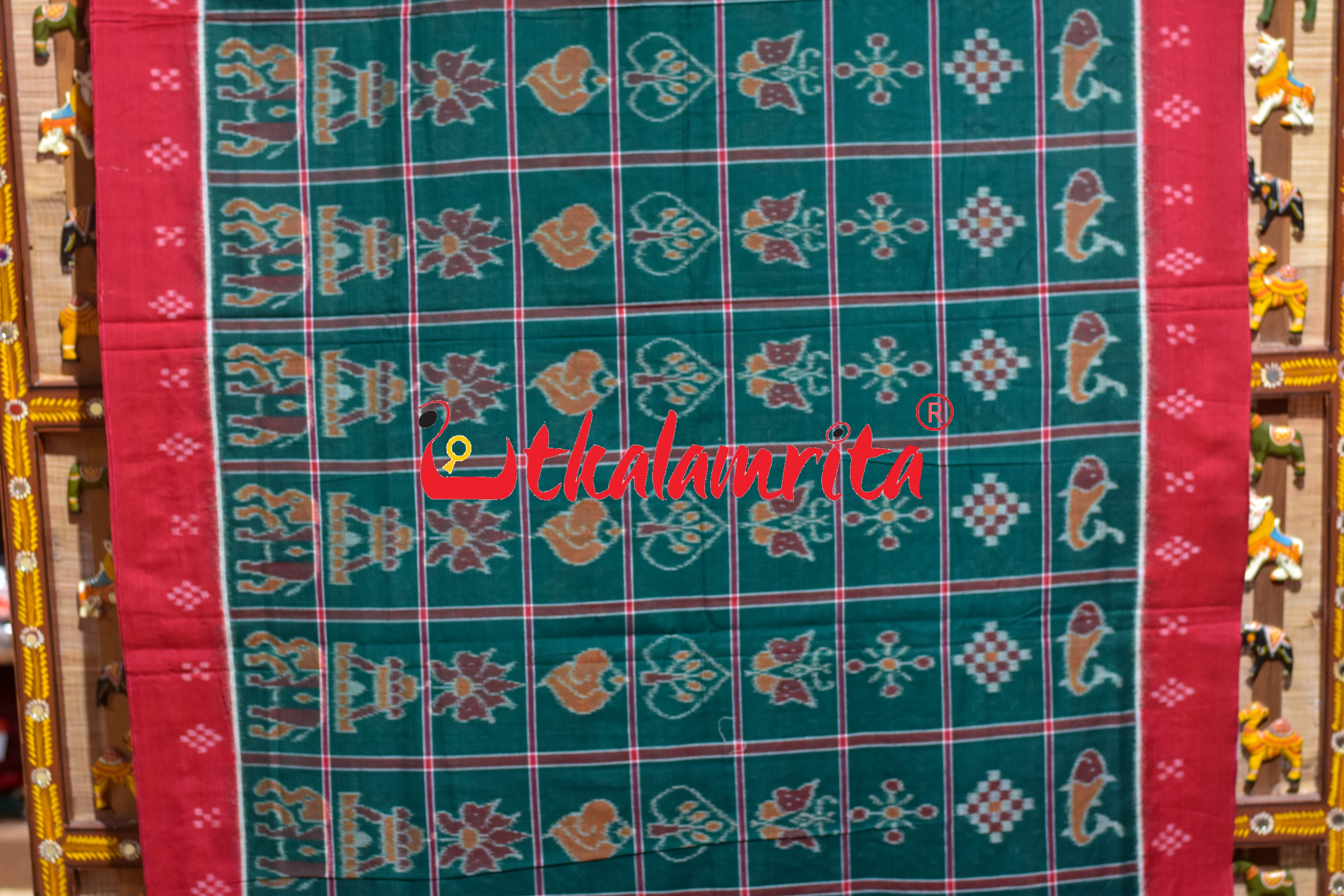 Green Red Pasapali Border Nabakothi Cotton Saree