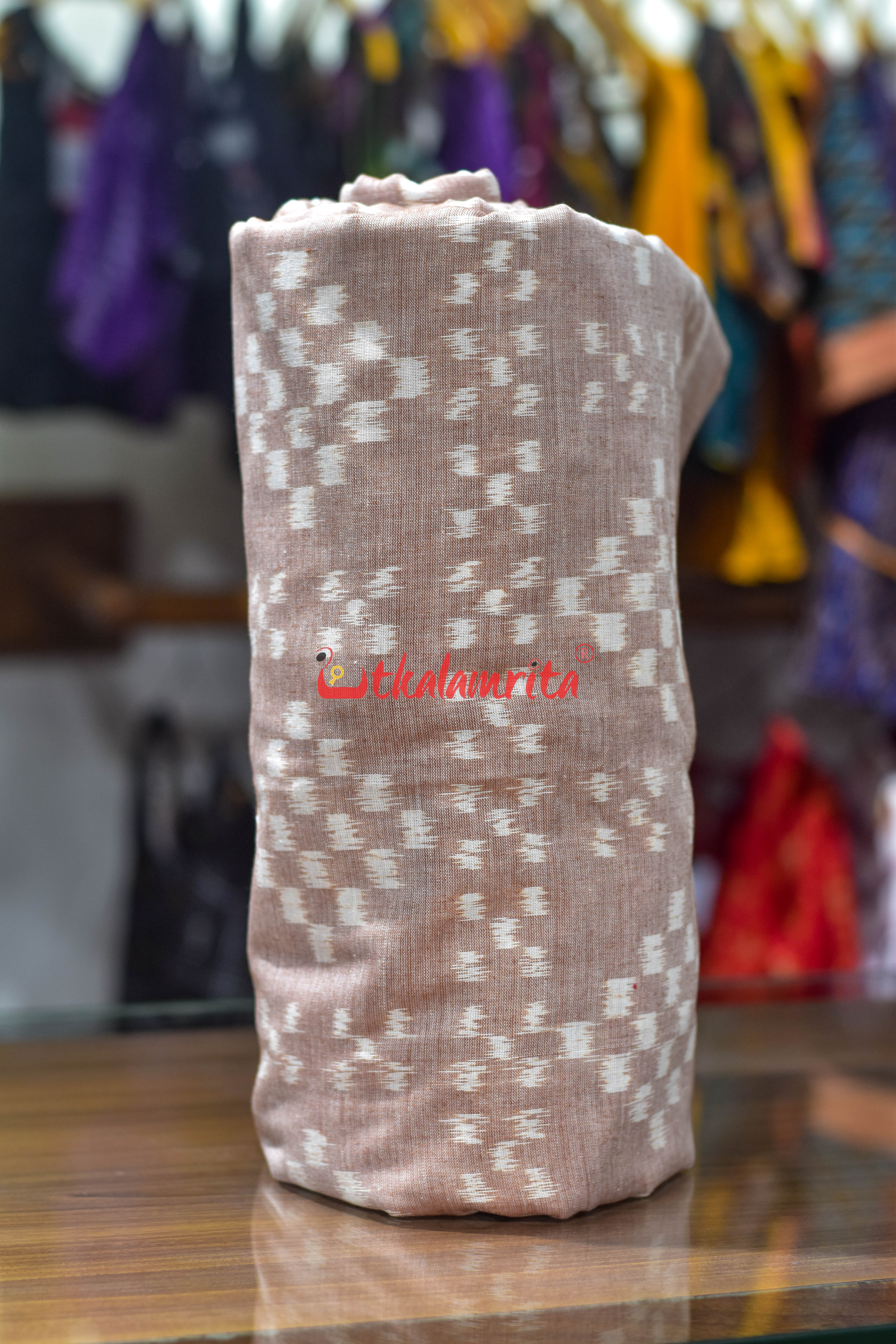 Peach Single Ikat Pasapali Cotton (Fabric)