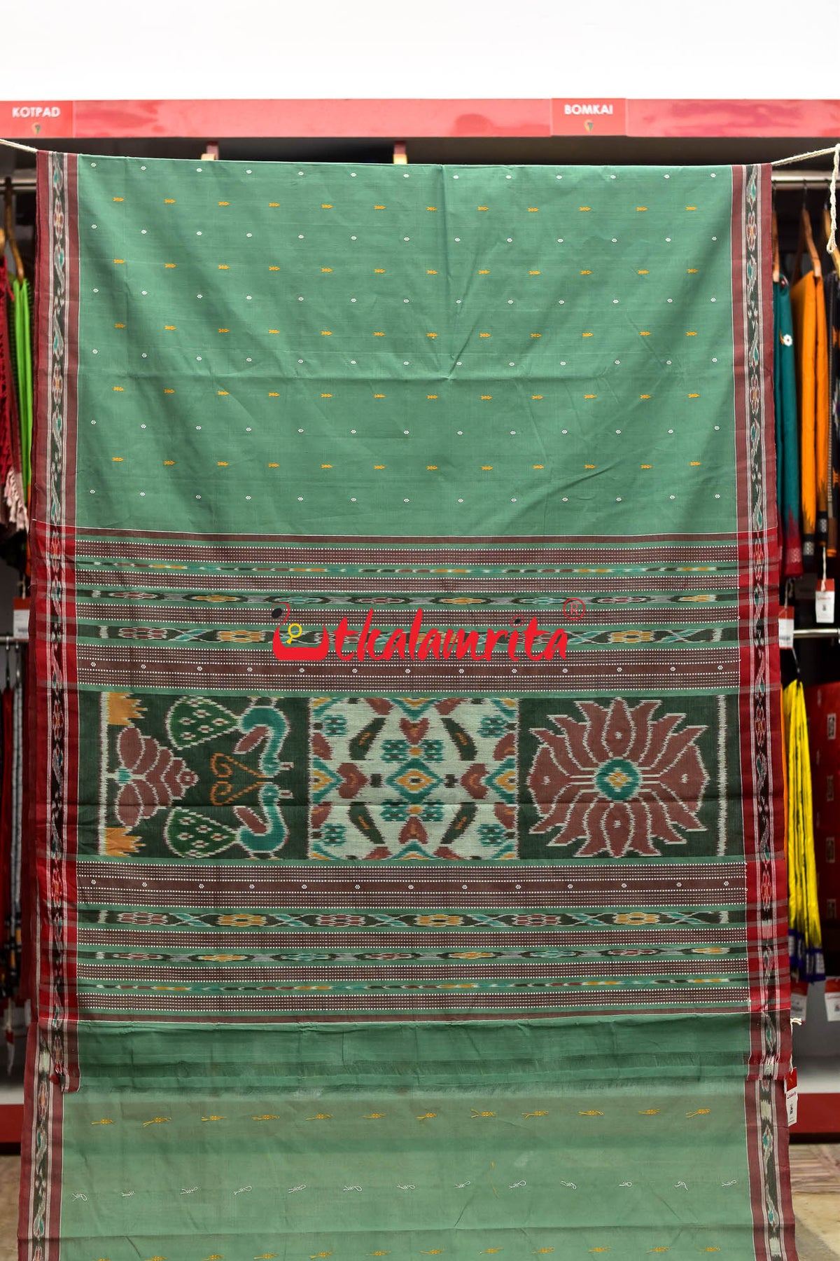 Light Mossy Green Pittala Cotton Saree