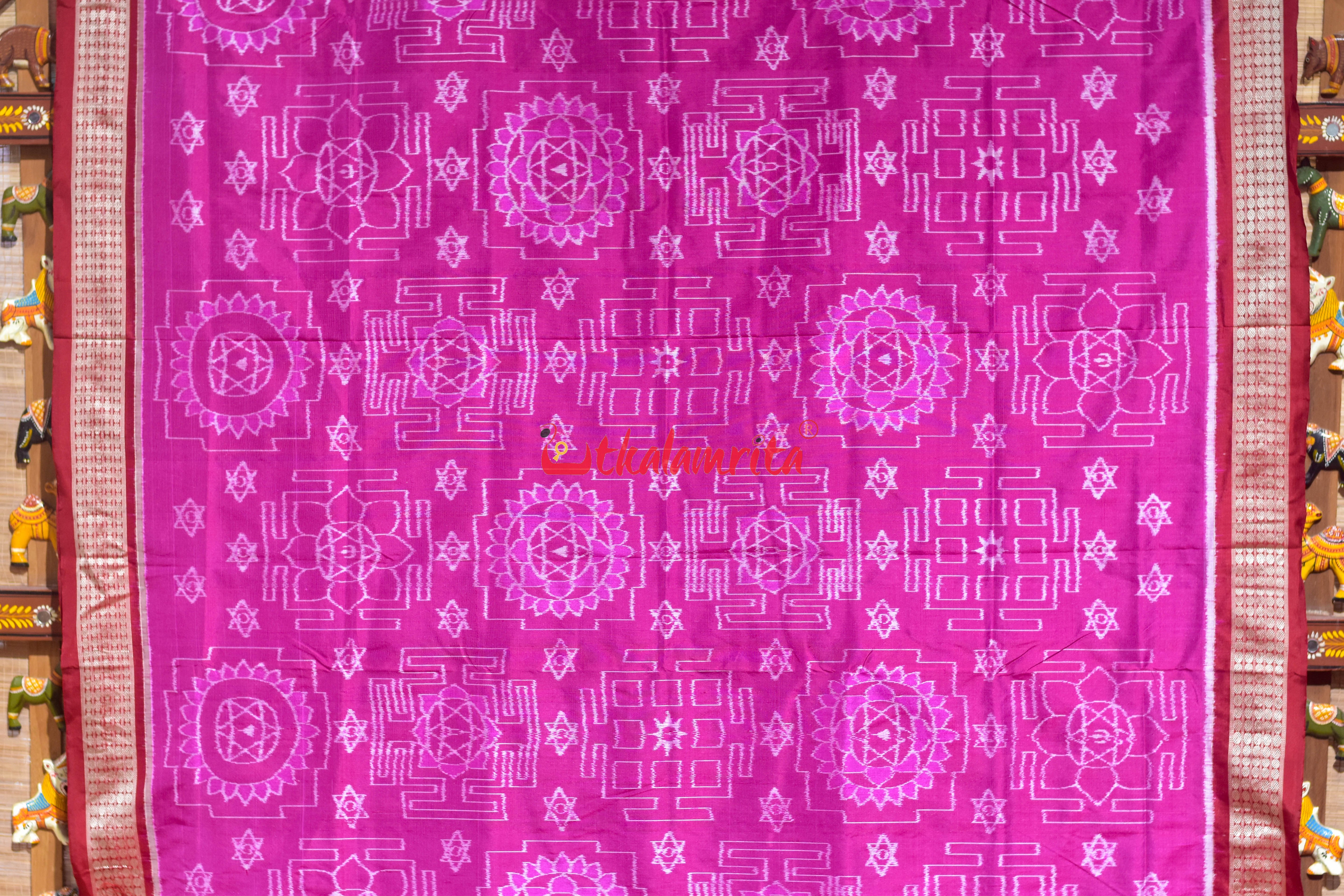 Pink Red Shree Jantra Sambalpuri Silk Saree