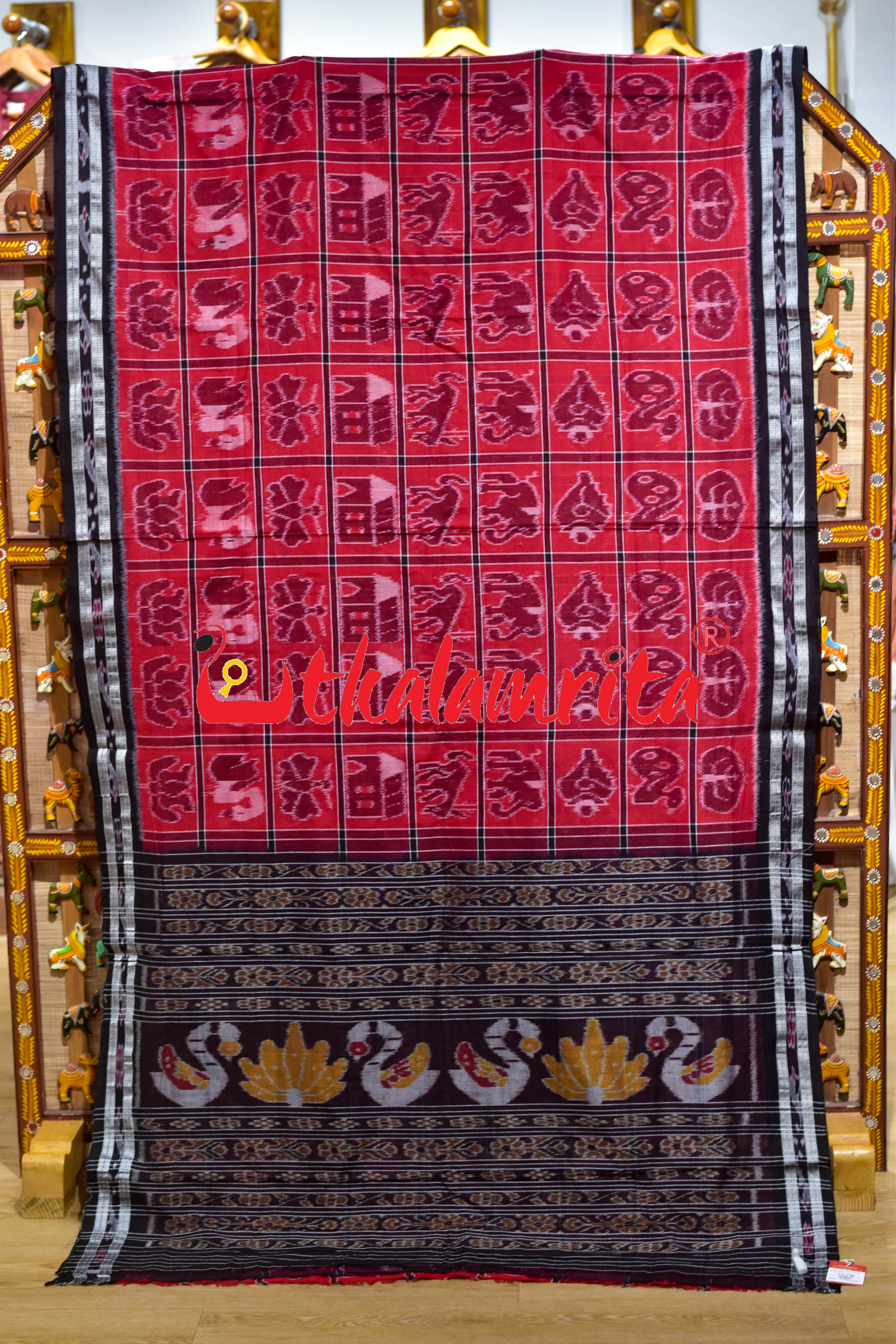 Red Black Nabakothi Khandua Saree