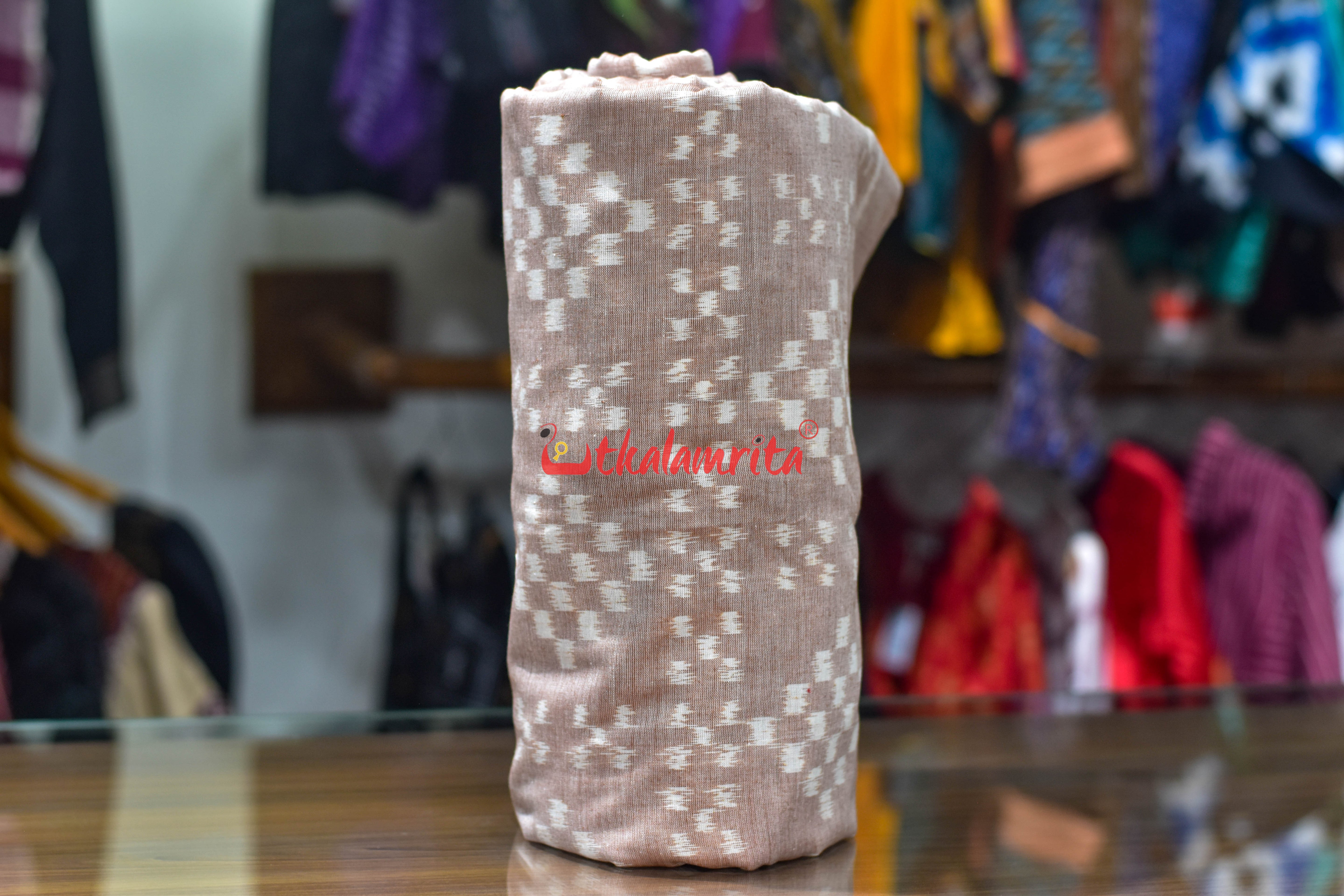 Peach Single Ikat Pasapali Cotton (Fabric)