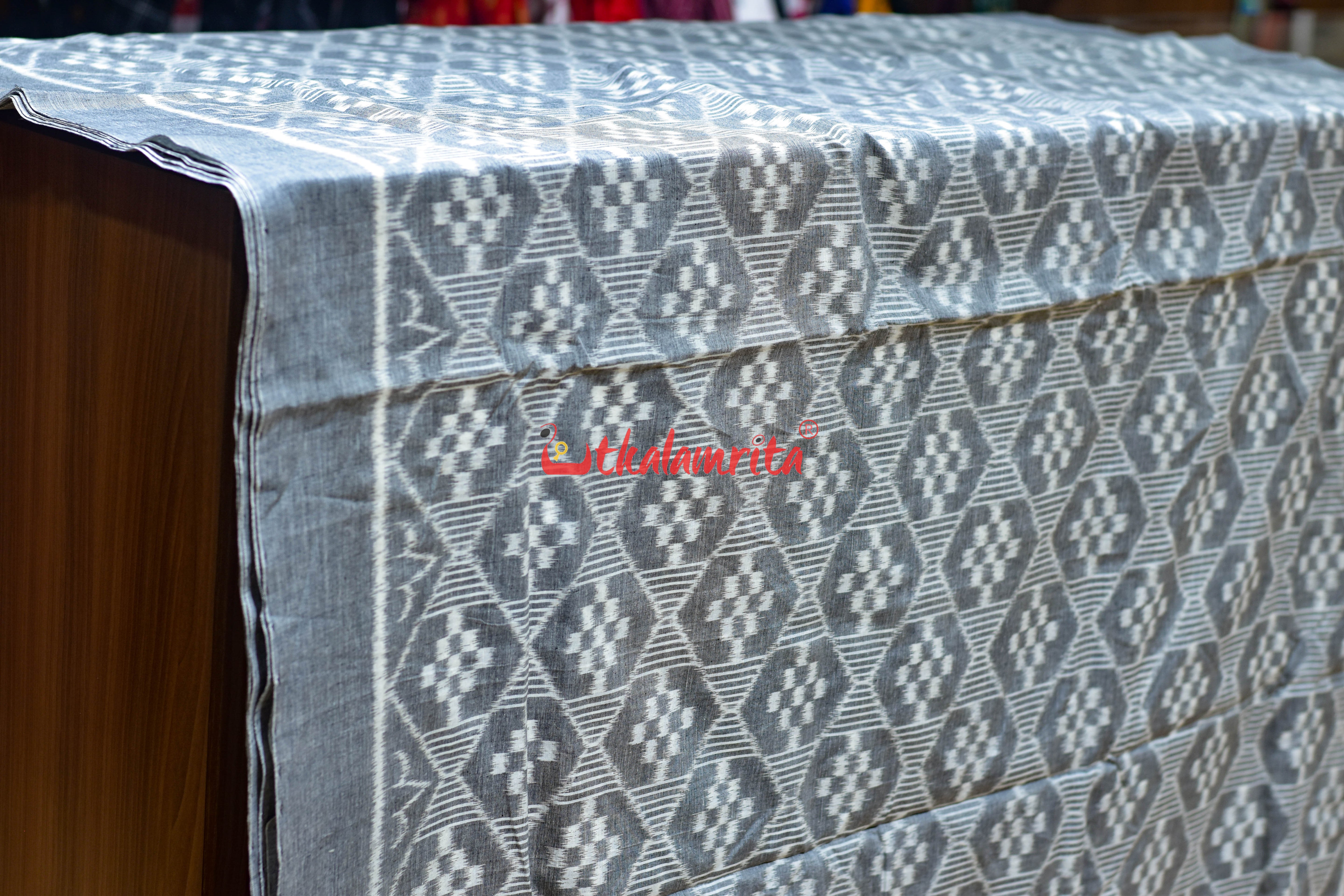 Grey Single Ikat Pasapali Cotton (Fabric)