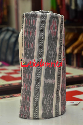 Grey and Red Bandha on White (Fabric)