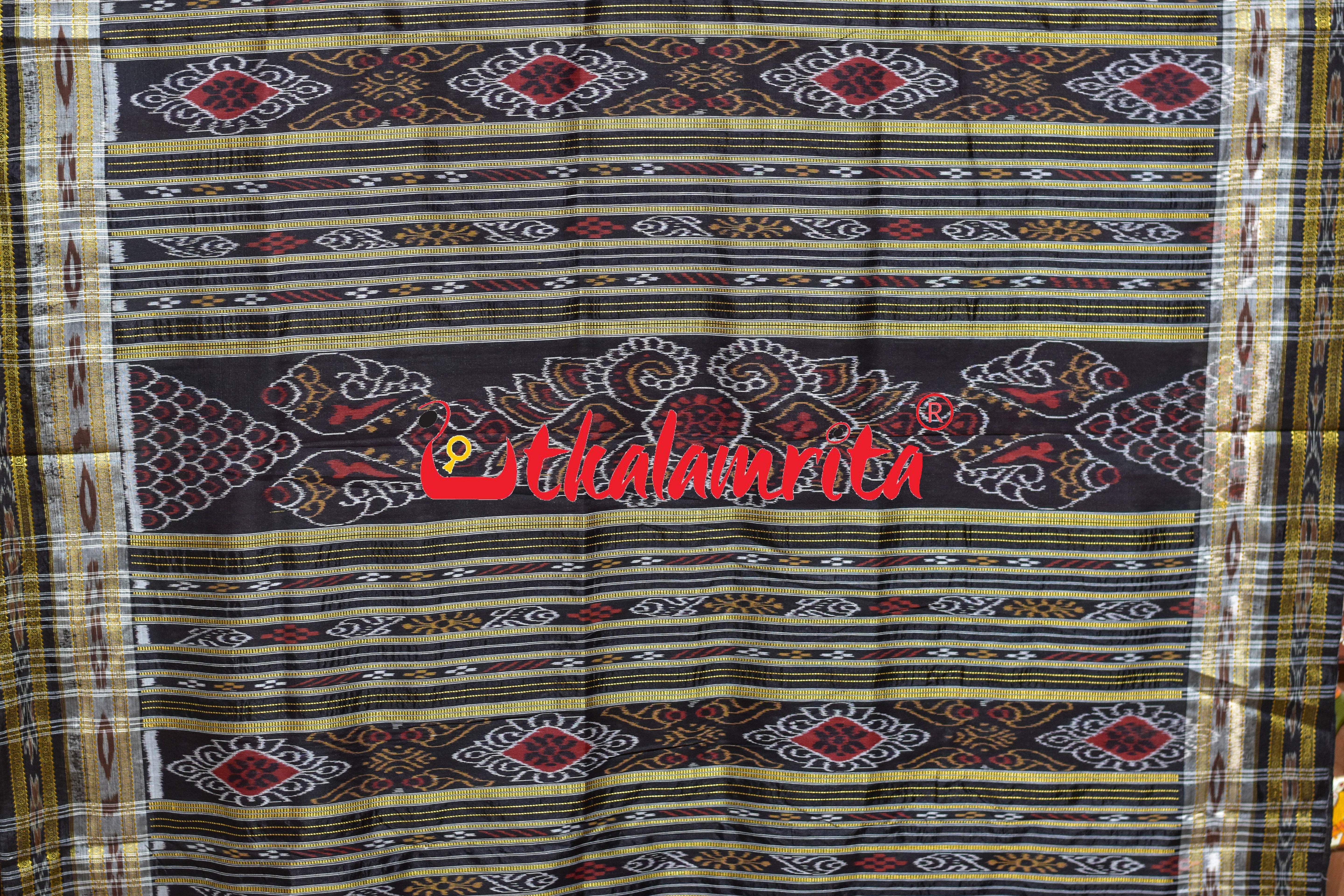 Maroon Lahari Double Border Khandua Silk Saree