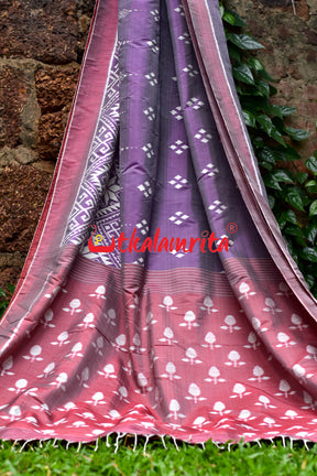 Lavender Flower Scot Khandua Silk Saree