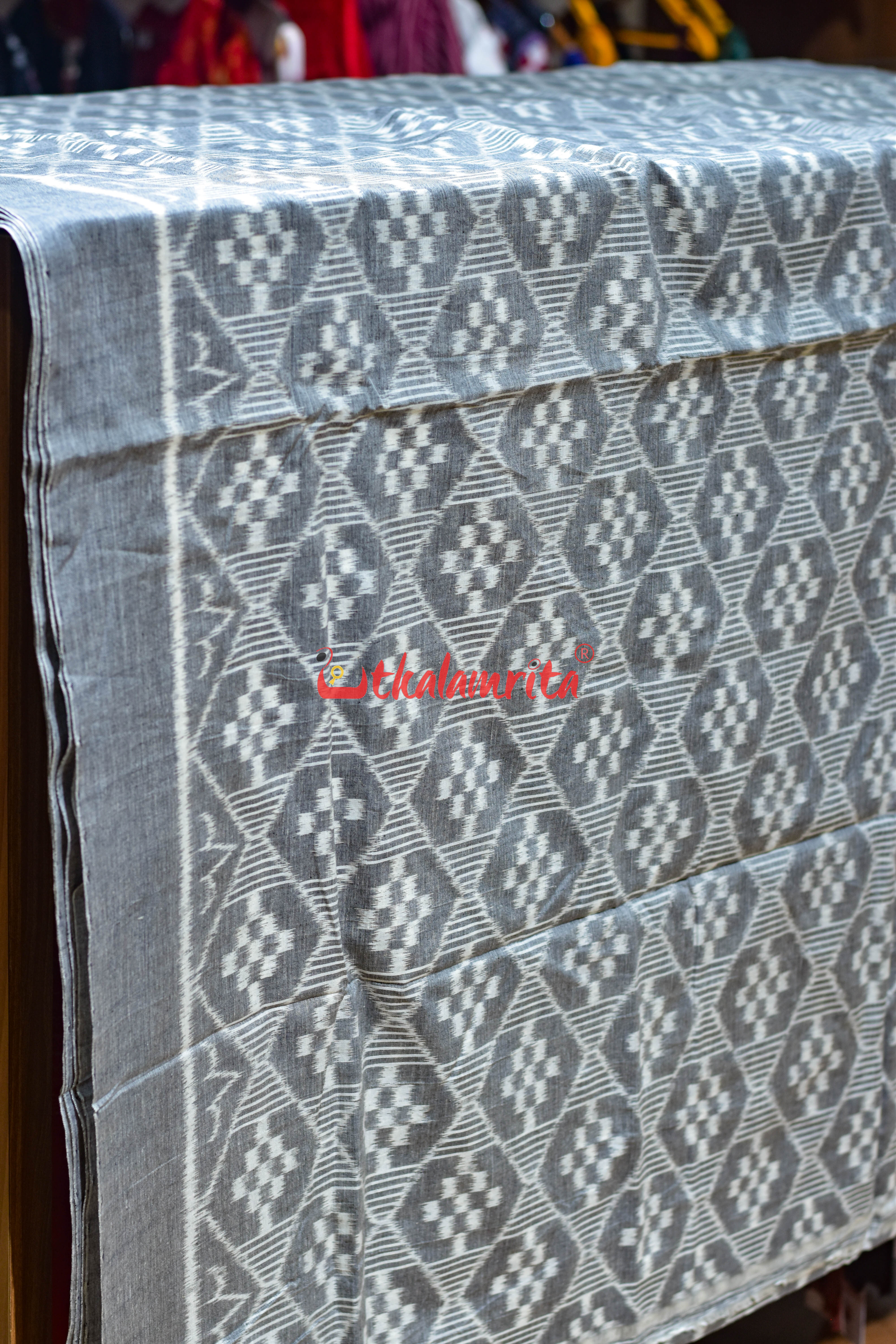 Grey Single Ikat Pasapali Cotton (Fabric)