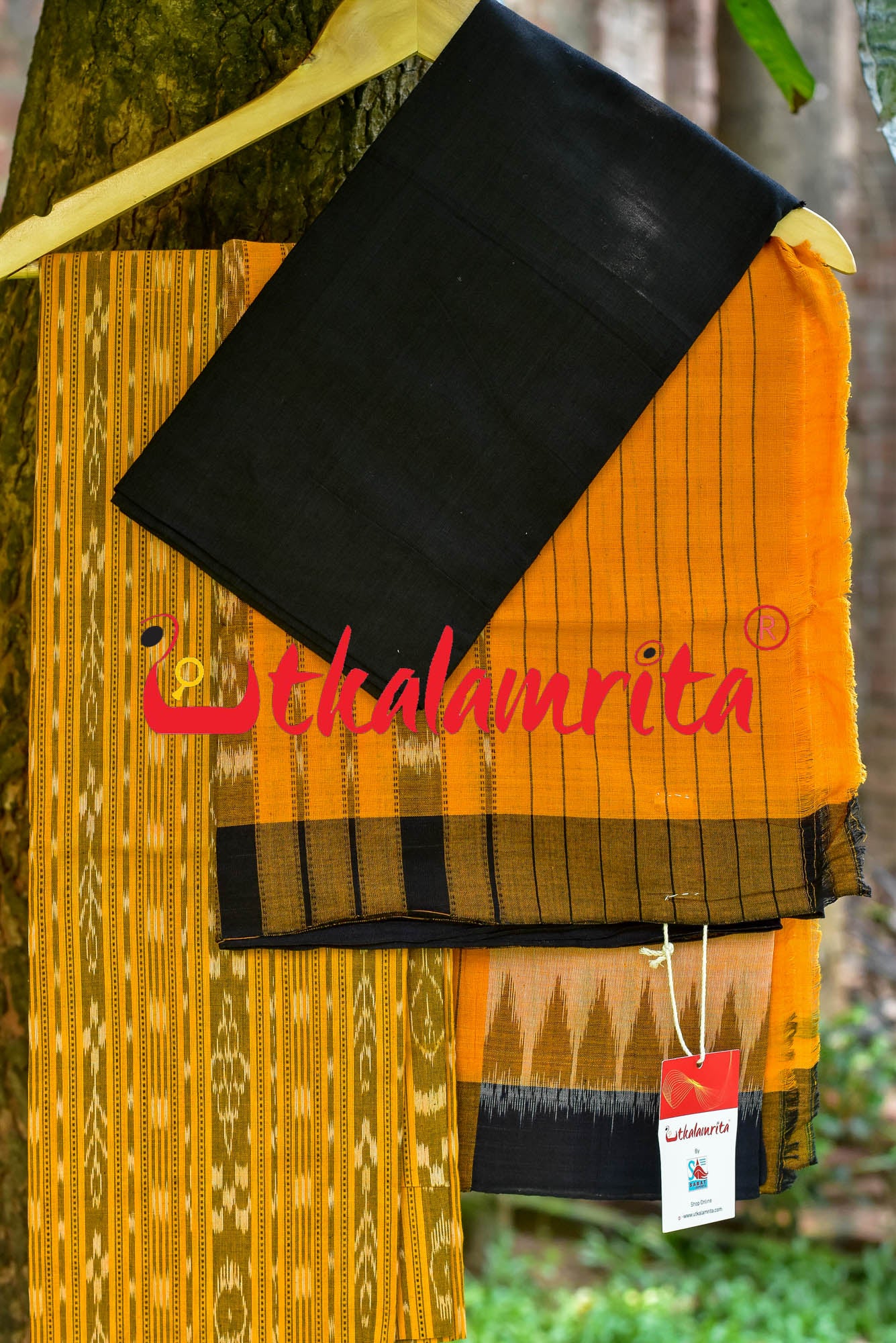 Yellow Black Ikat Dress Set