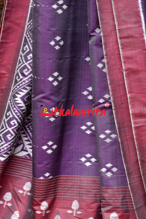 Lavender Flower Scot Khandua Silk Saree