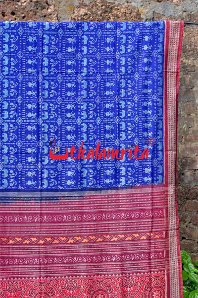 Hathi Tribal Blue Sambalpuri Cotton Saree