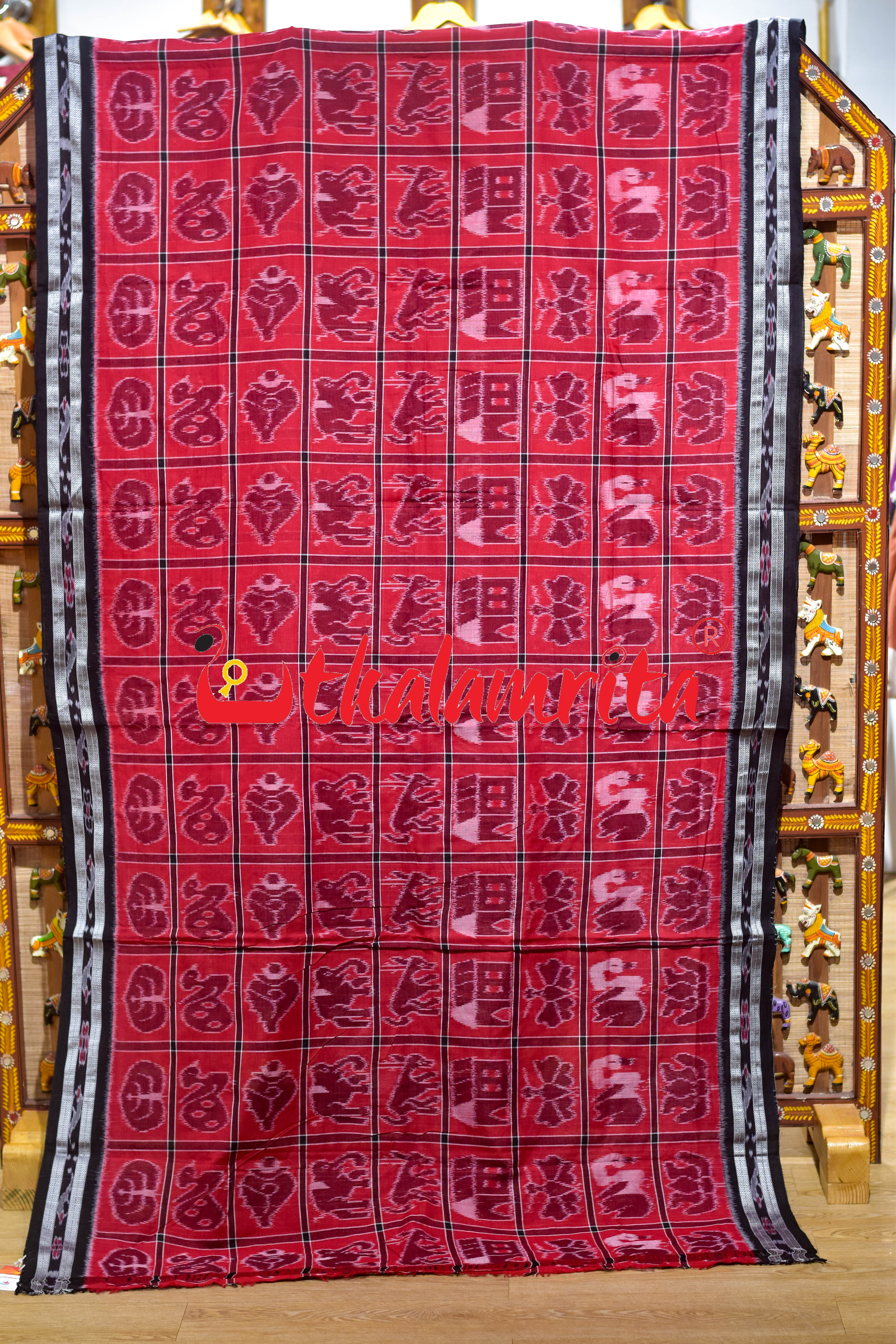 Red Black Nabakothi Khandua Saree
