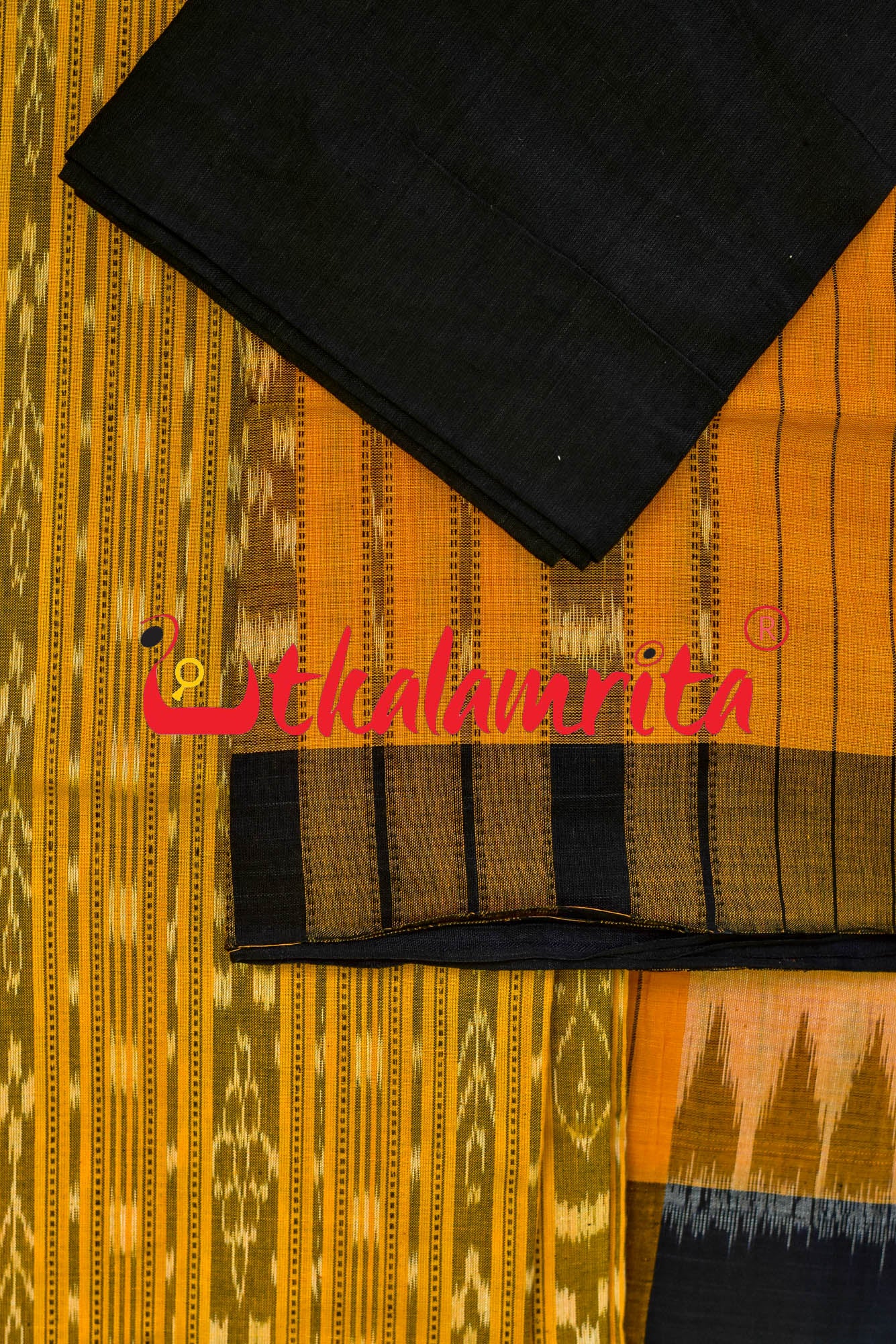 Yellow Black Ikat Dress Set