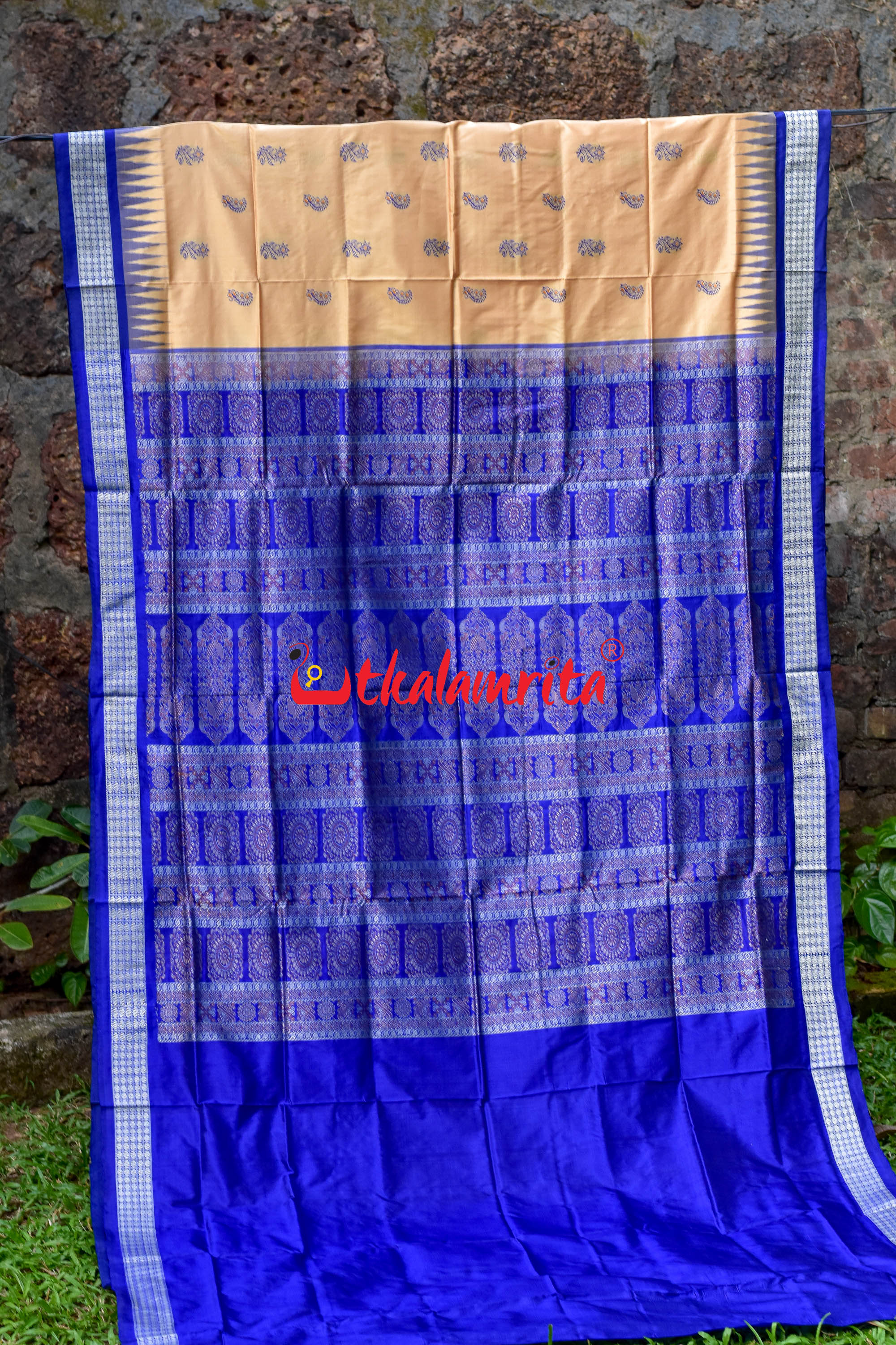 Chandan Blue Bomkai Silk Saree