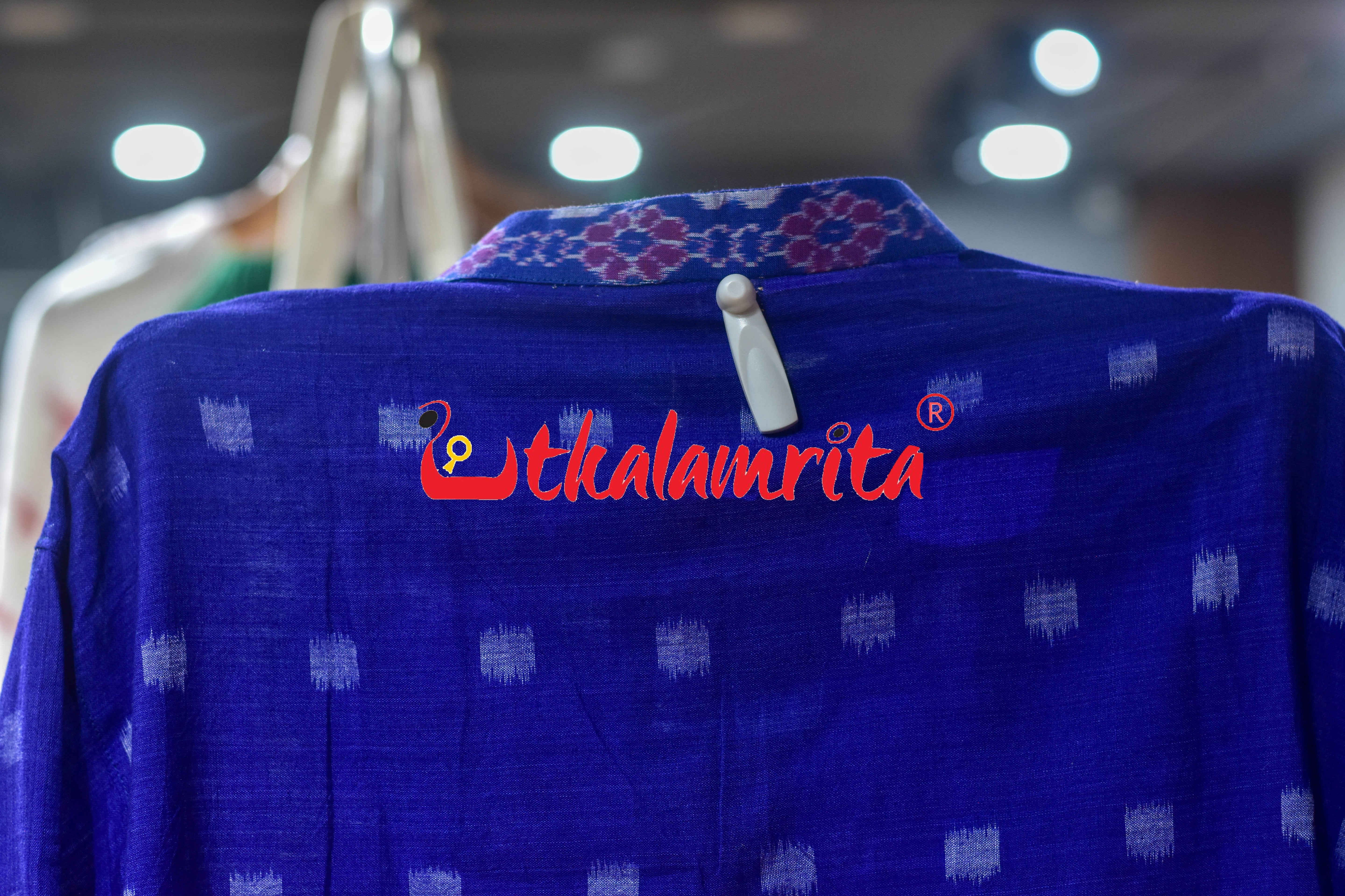 Ink Blue Dots Odia Letters (Men's Half kurta)