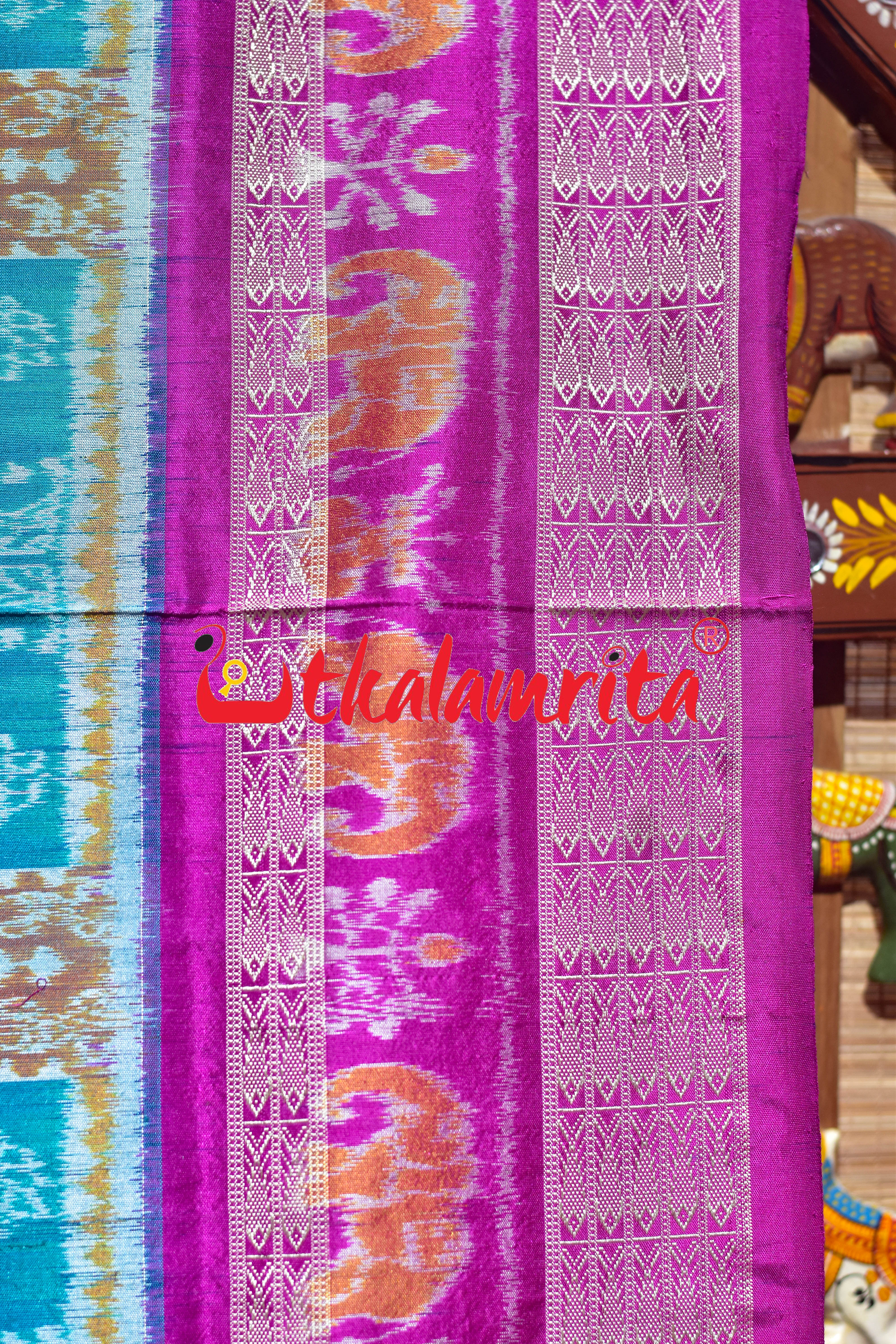 Sea Green 5 Kuthi Double Dhadi Sambalpuri Silk Saree