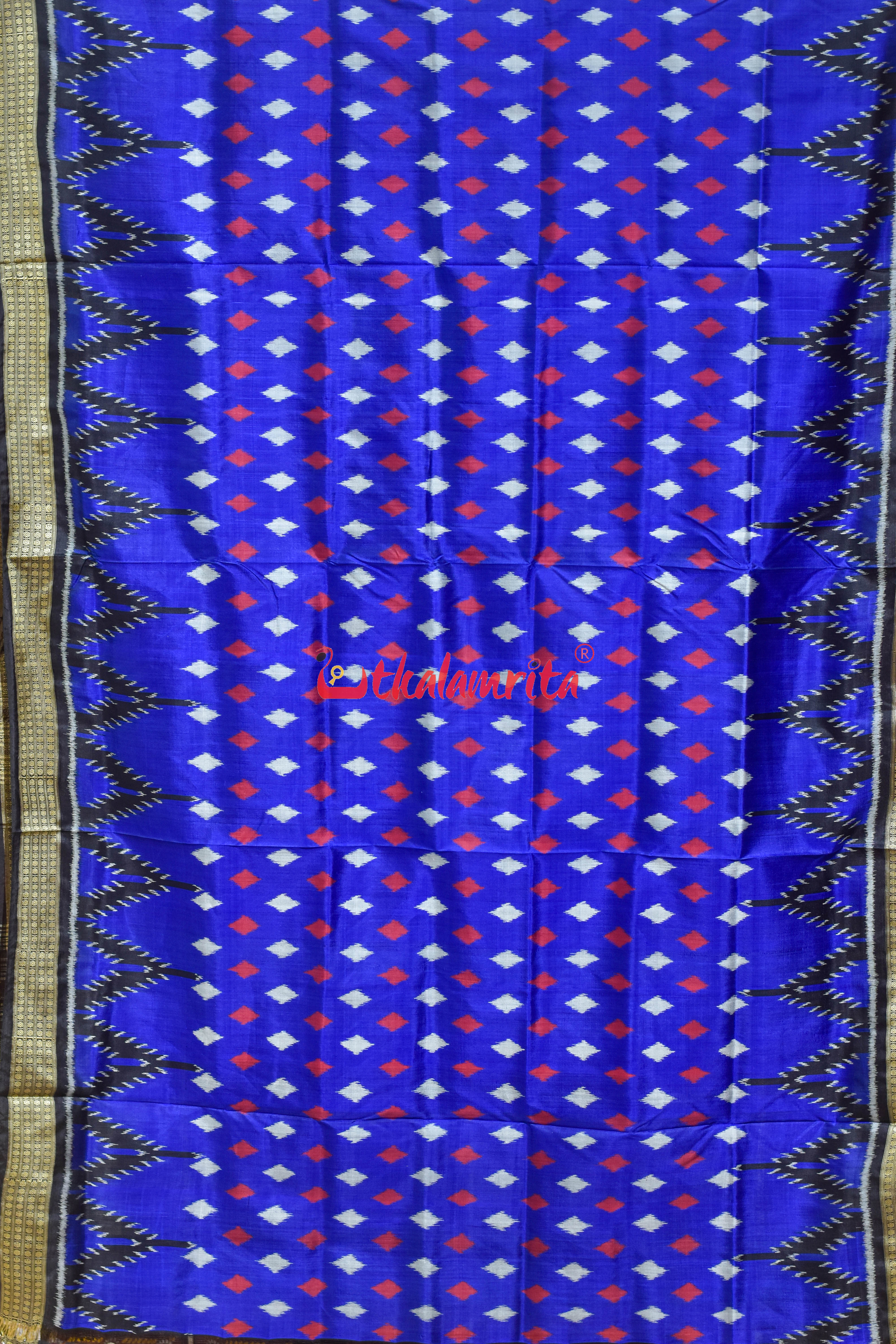 Dotty Thikiri Blue with Big Kumbha Khandua Silk Saree