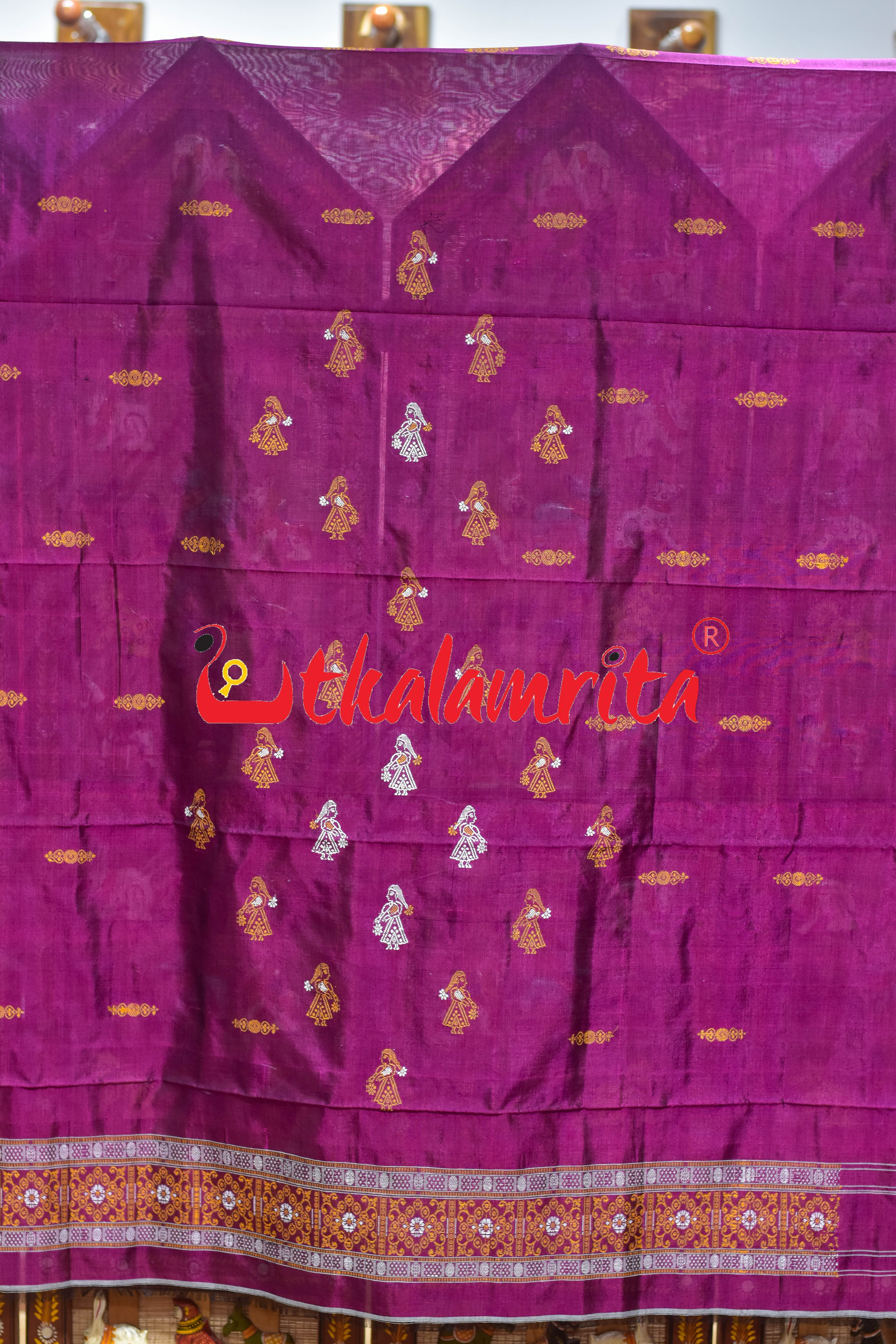 Magenta Yellow Doll Bomkai Bapta Dress Set