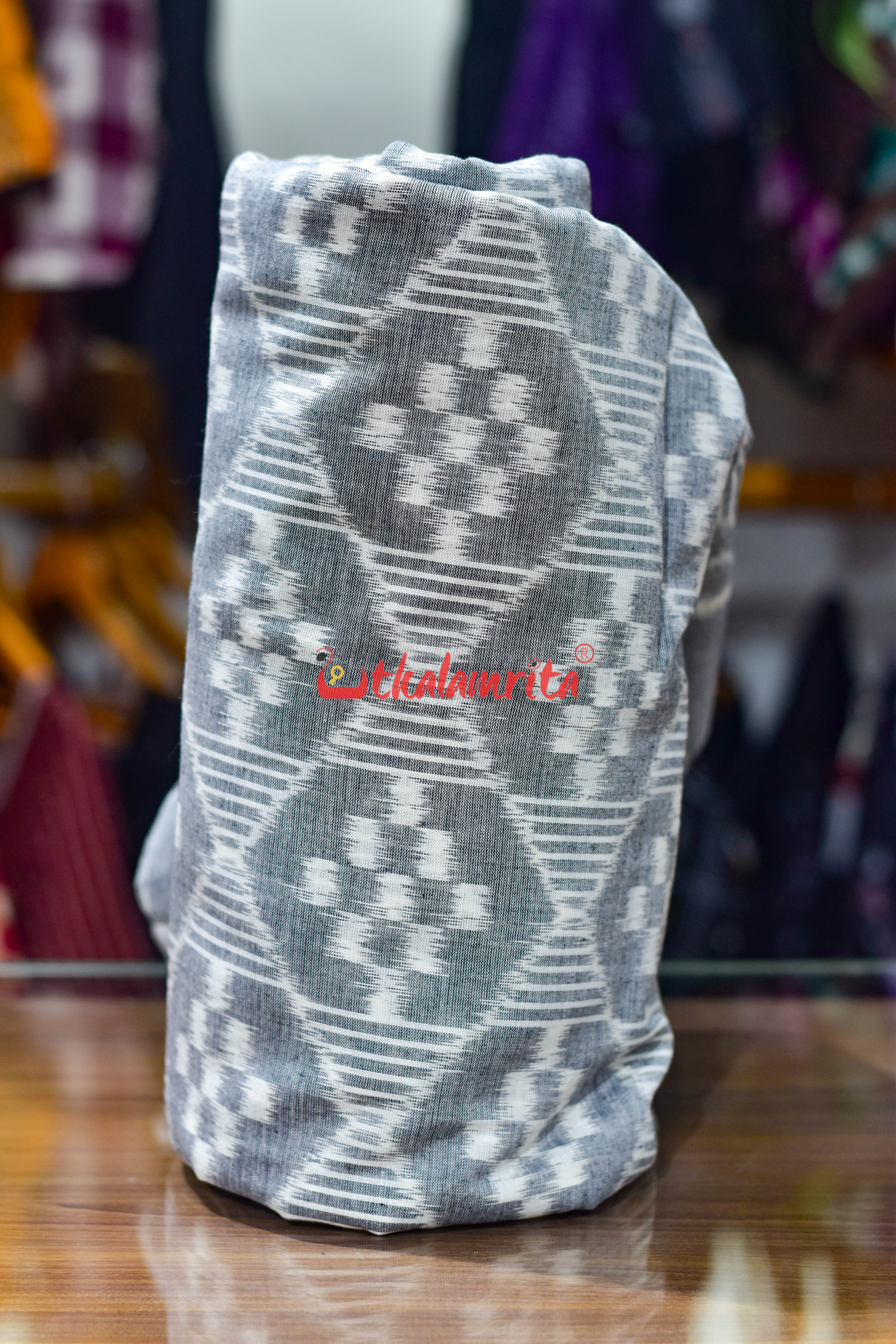 Grey Single Ikat Pasapali Cotton (Fabric)