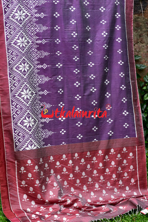 Lavender Flower Scot Khandua Silk Saree