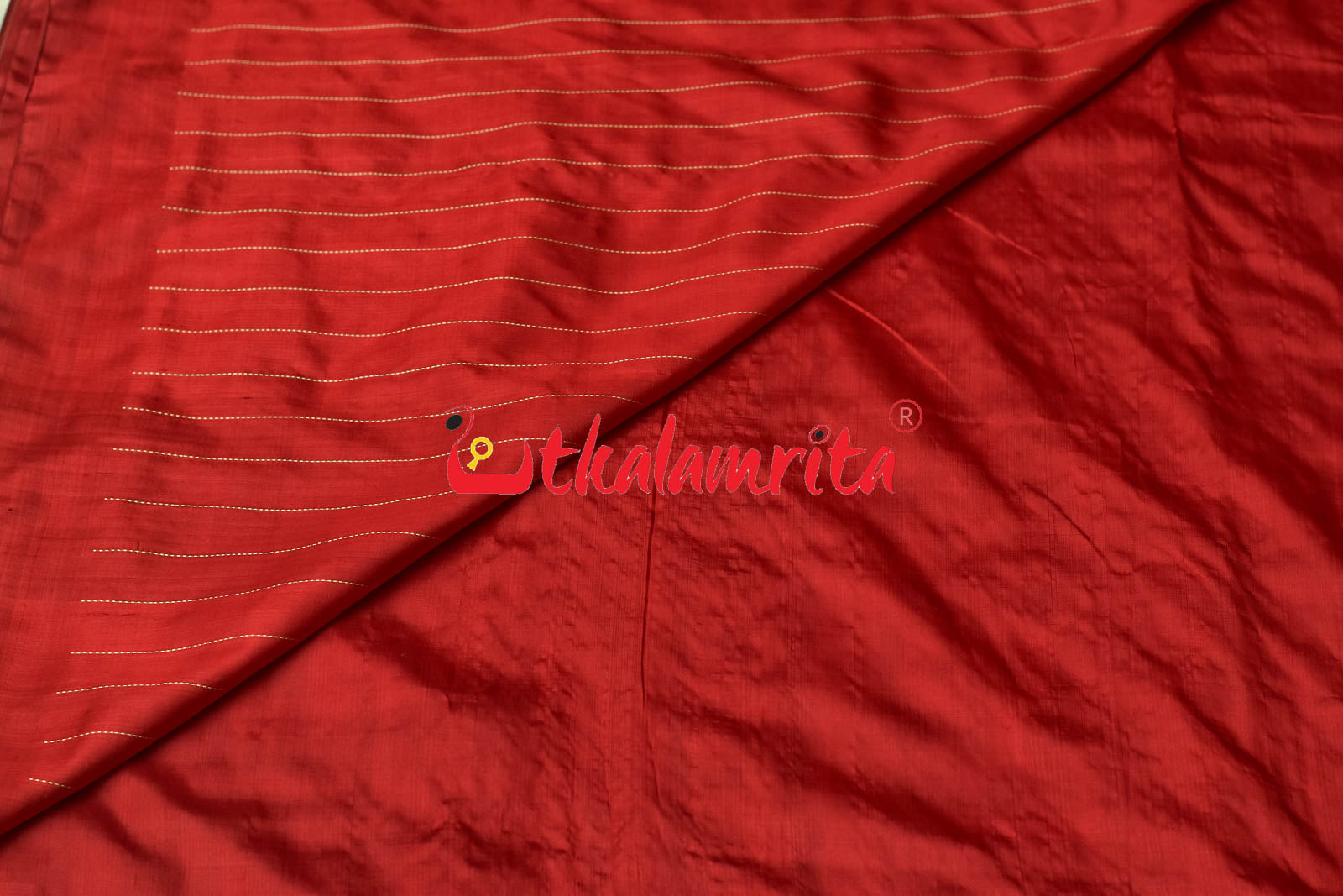 Plain Border Self Red Unchuda Khandua Silk Saree