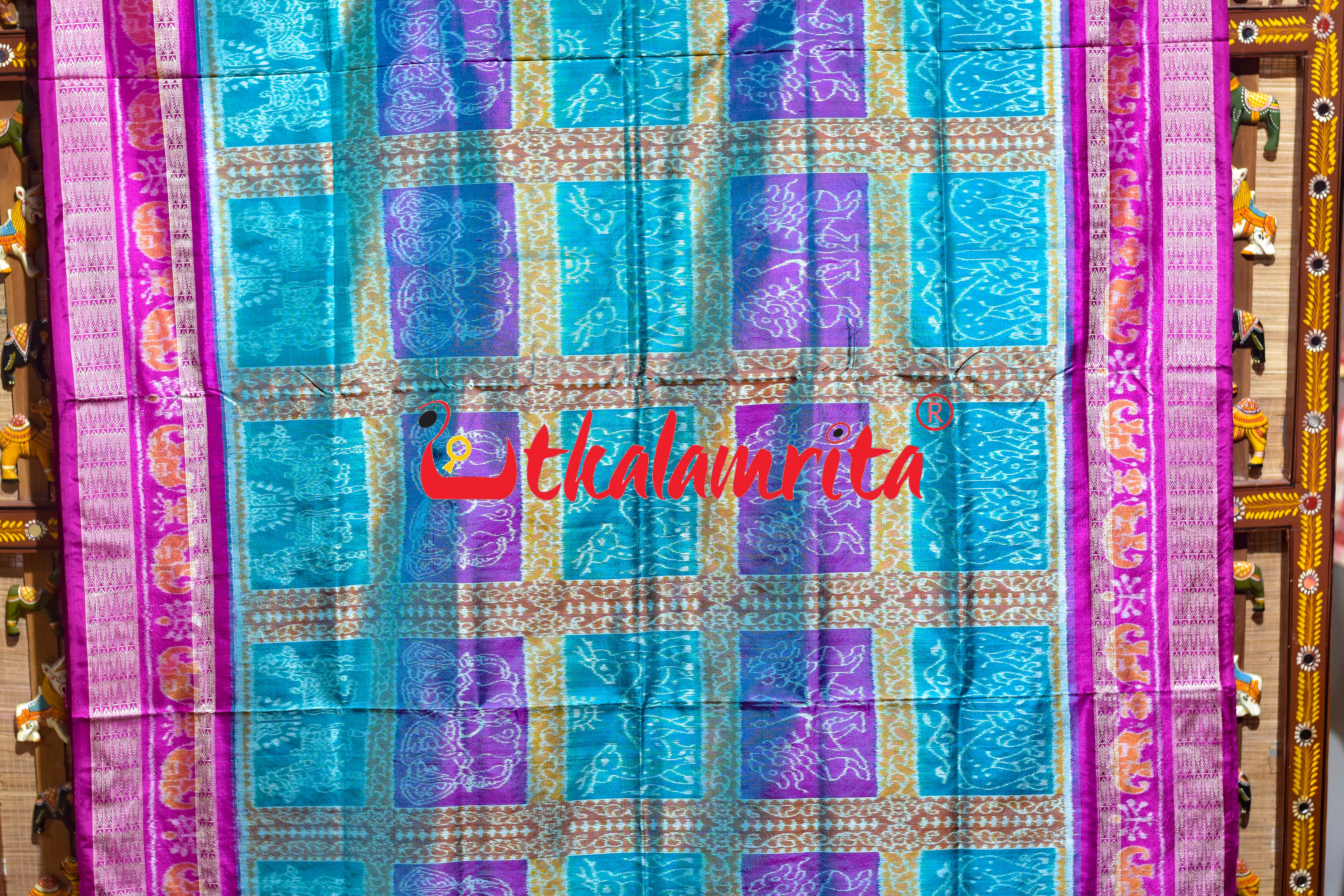 Sea Green 5 Kuthi Double Dhadi Sambalpuri Silk Saree