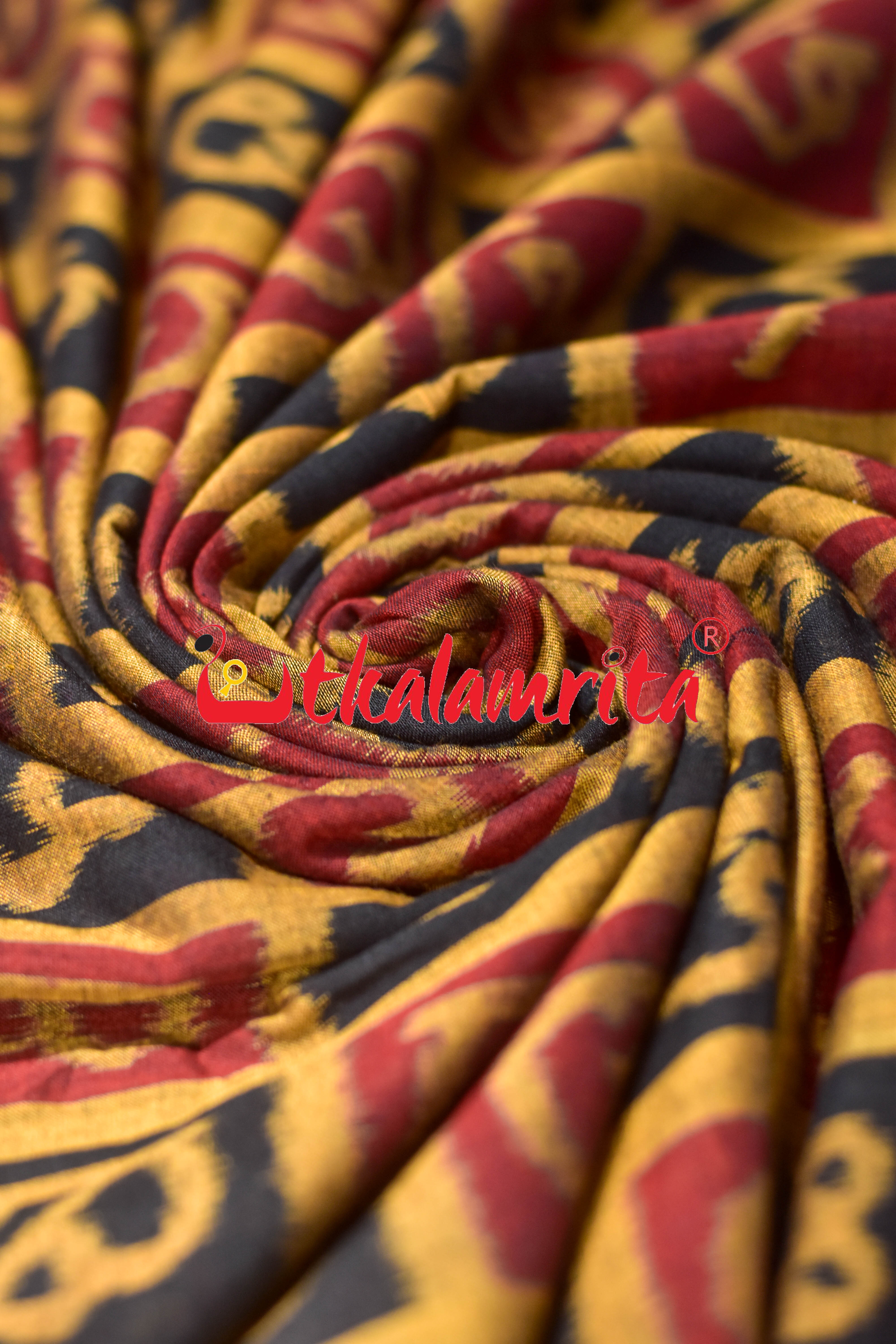 Black Golden Odia Letters Sambalpuri Cotton (Fabric)