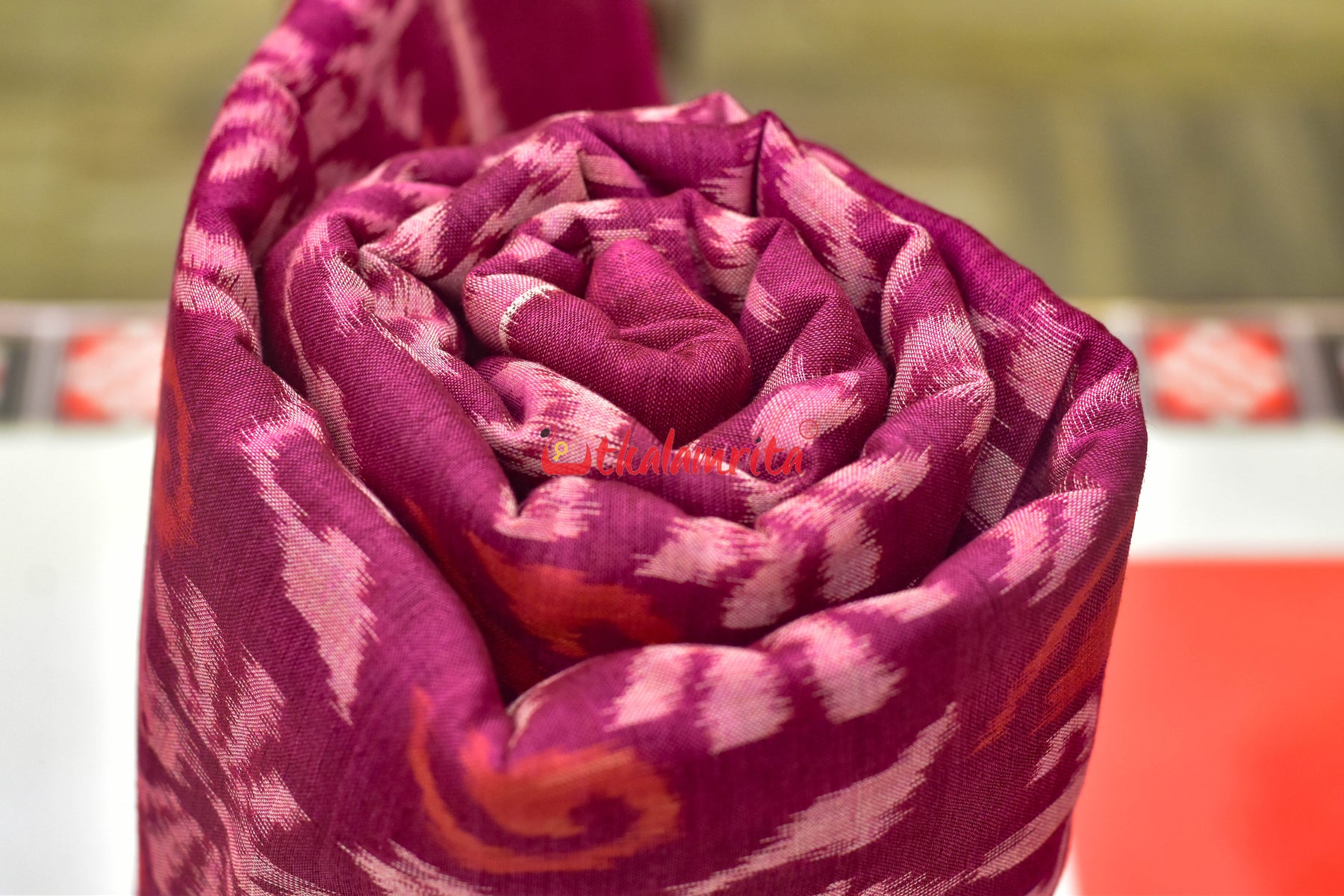 Magenta Flower Bandha Sambalpuri Cotton (Fabric)