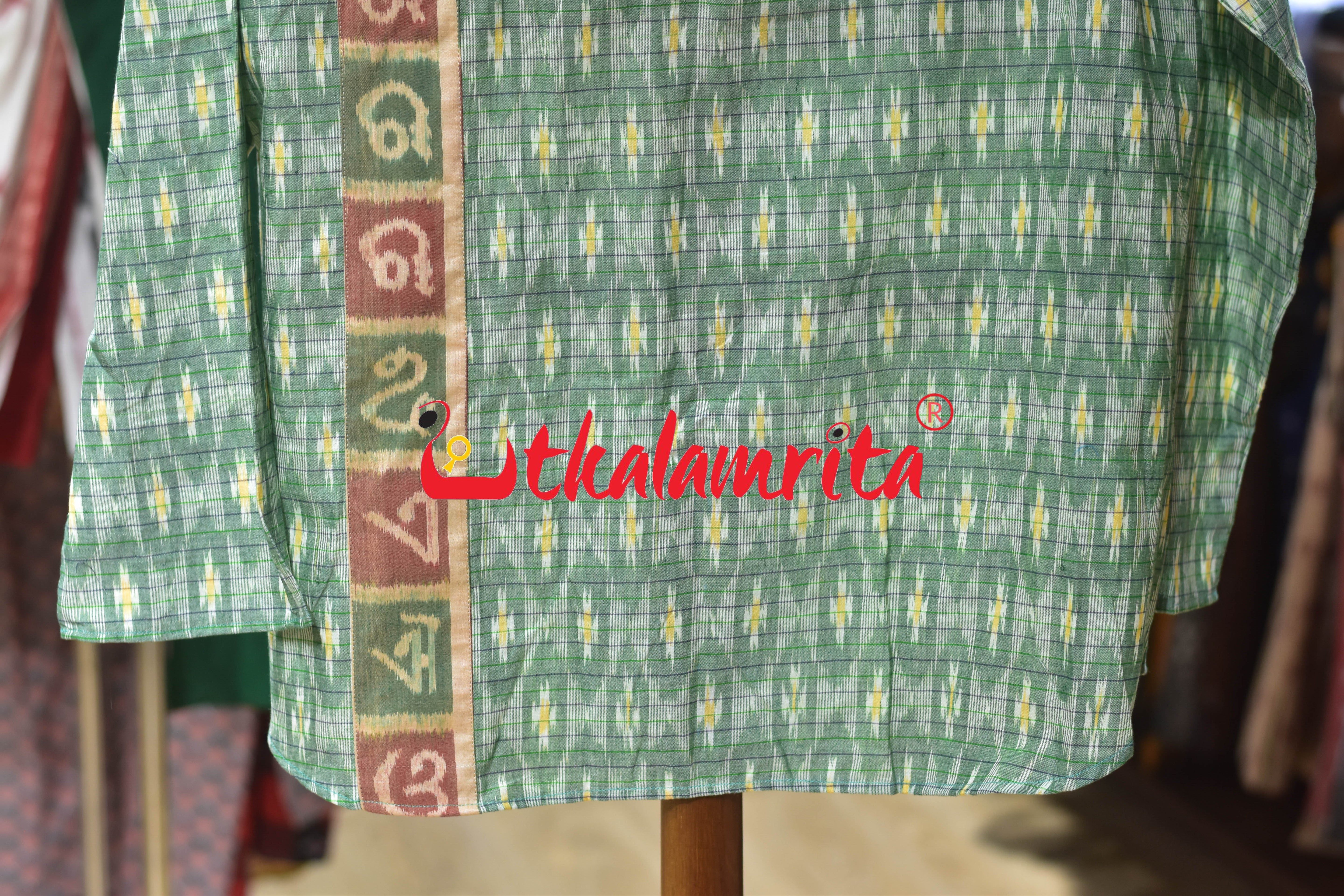 Mint Green Checks Star Odia Letters (Men's Short kurta)